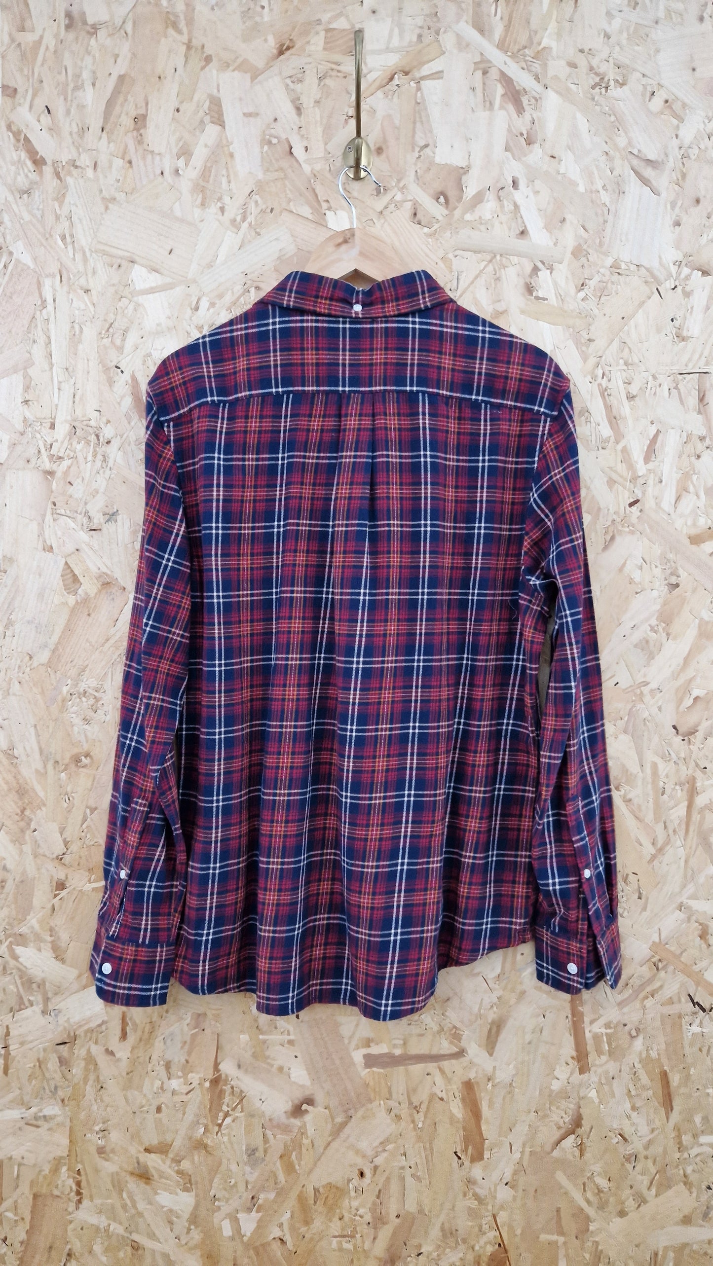 Preloved John Lewis Burgundy & Navy Long Sleeve Brushed Checked Shirt Size Large
