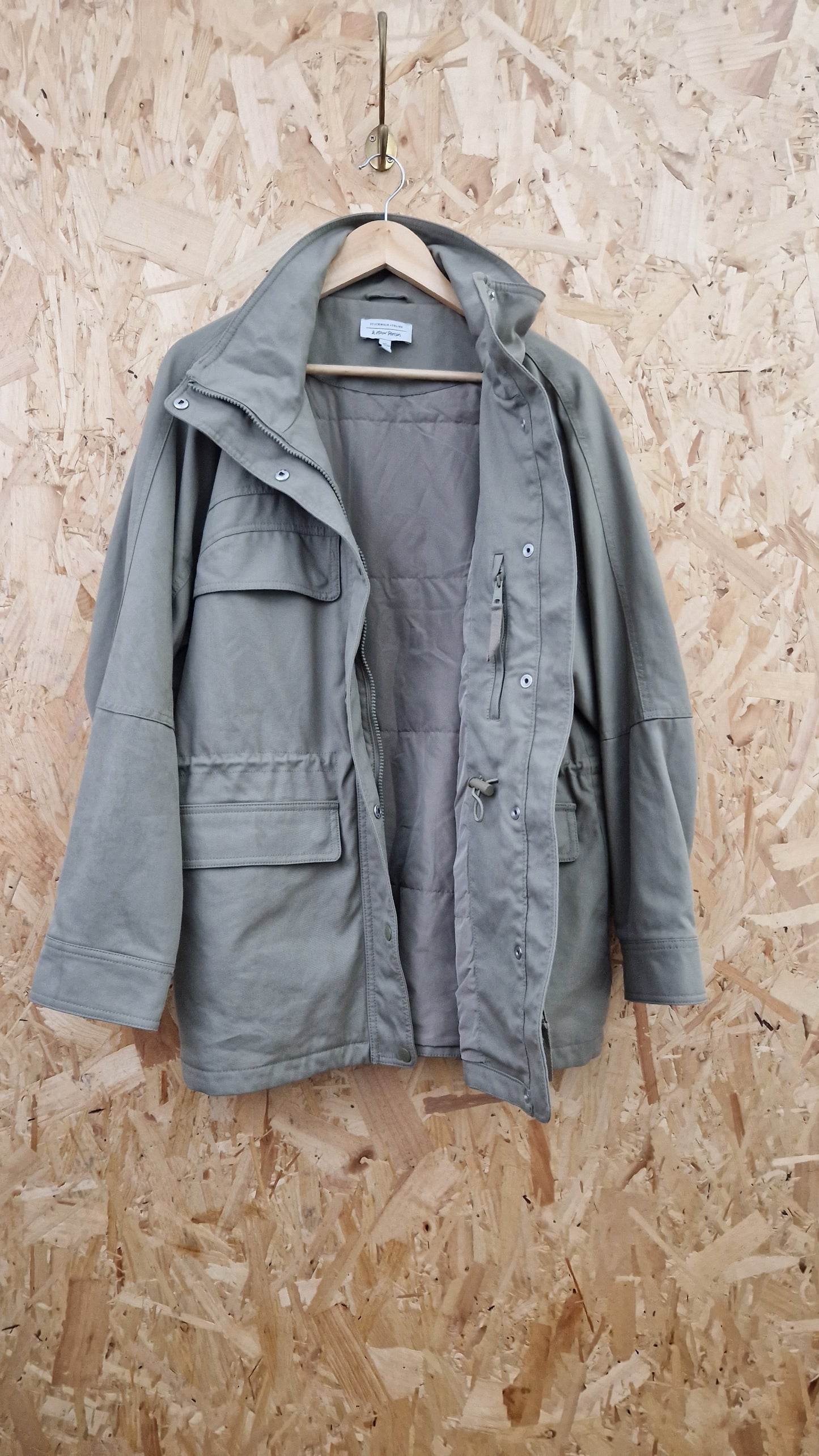 Brand New & Other Stories Khaki Padded Coat Size Large
