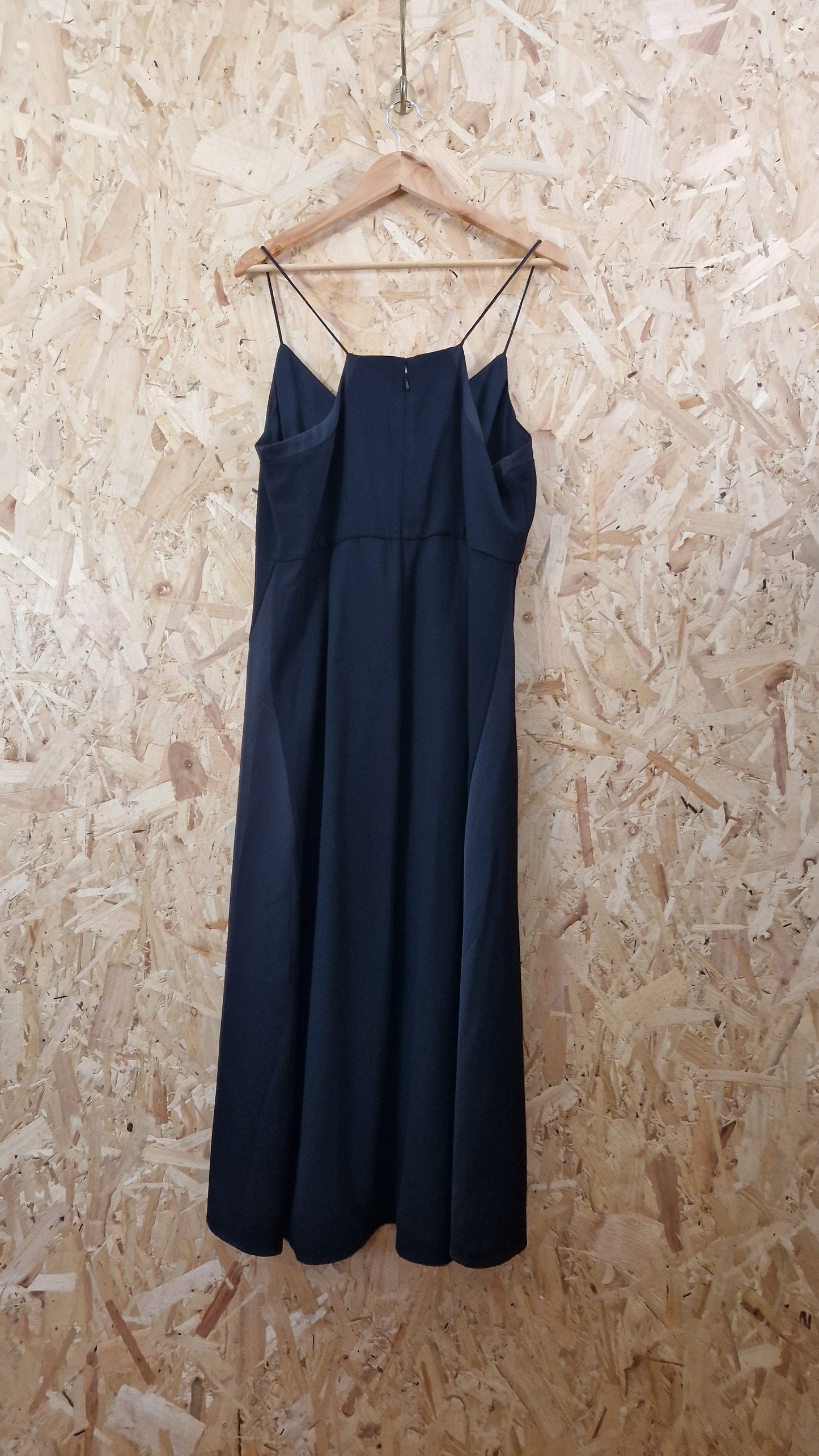 Preloved Whistles Strappy Black Maxi Dress With Satin Panels Size 16