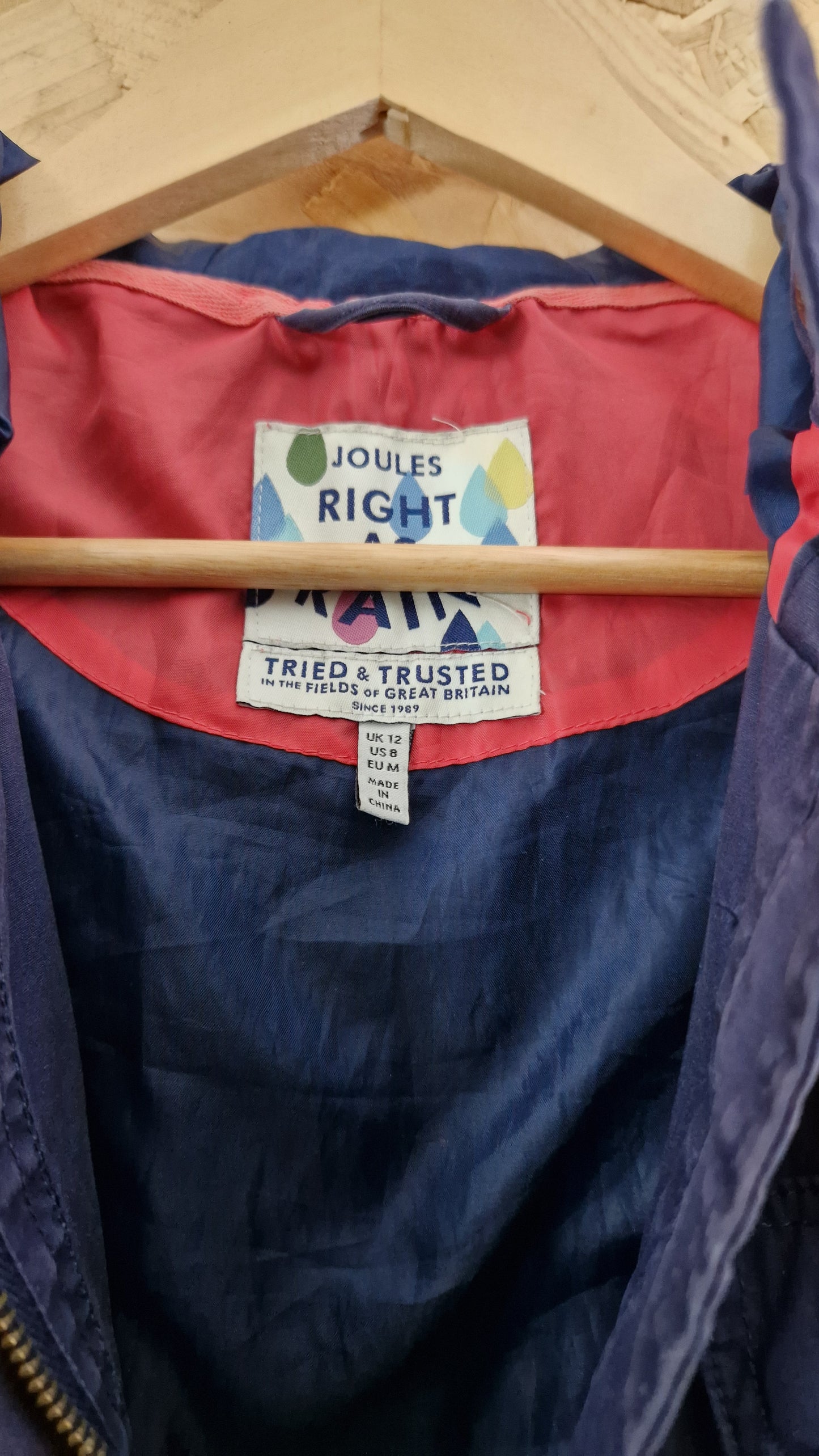 Preloved Joules Navy Hooded Caguole Size 12