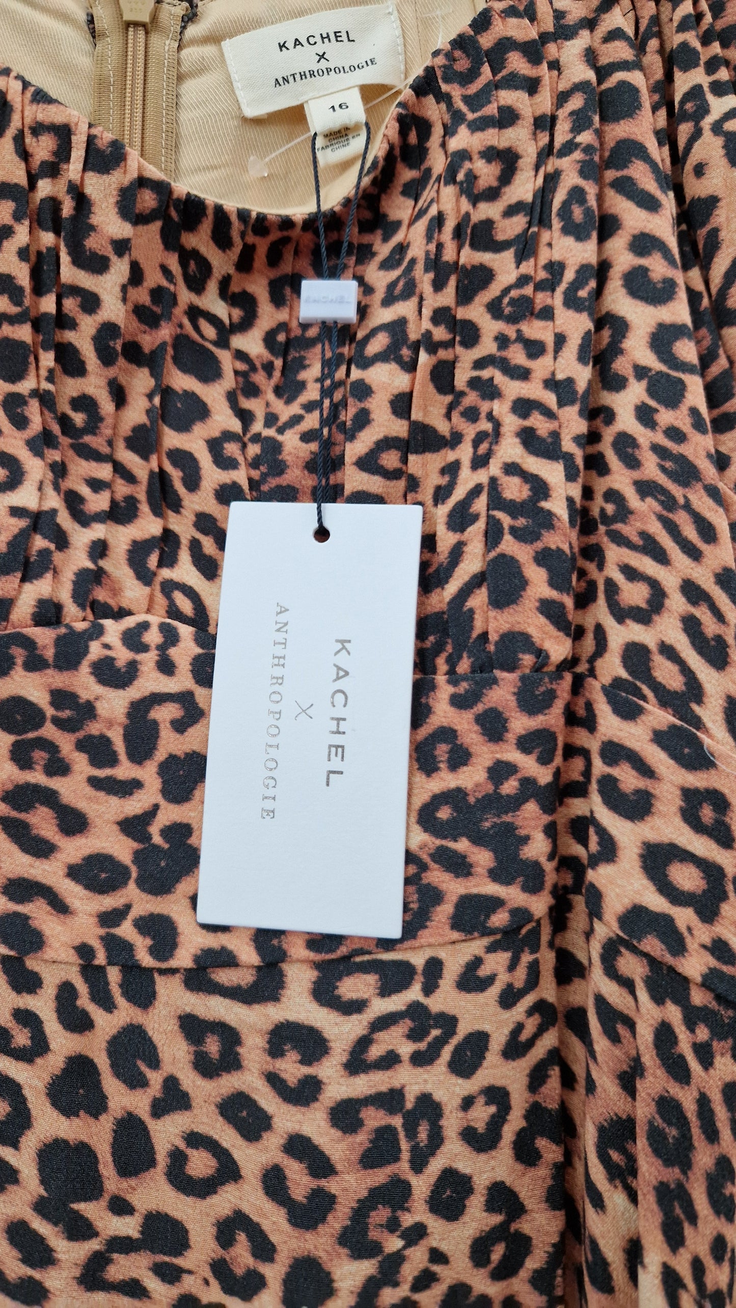 Brand New Kachel x Anthroplogie Leopard Print Short Sleeve Dress Size 18