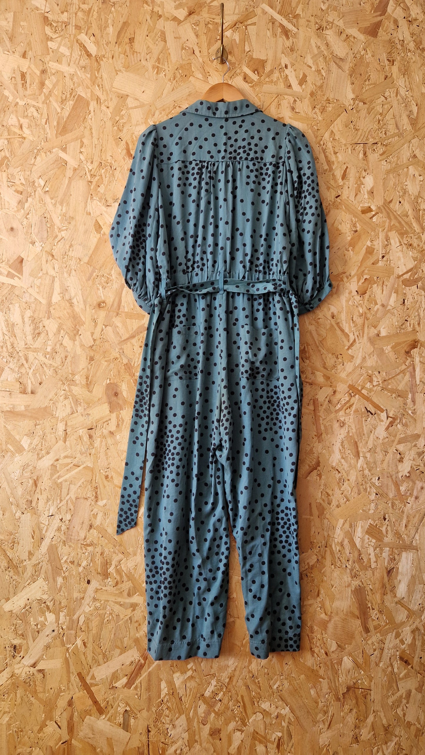 Preloved Oliver Bonas Polka Dot Short Wide Sleeve Belted Jumpsuit Size 12