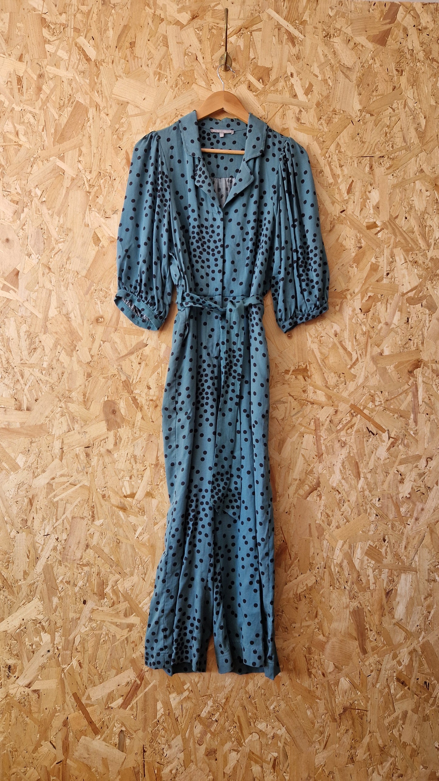 Preloved Oliver Bonas Polka Dot Short Wide Sleeve Belted Jumpsuit Size 12