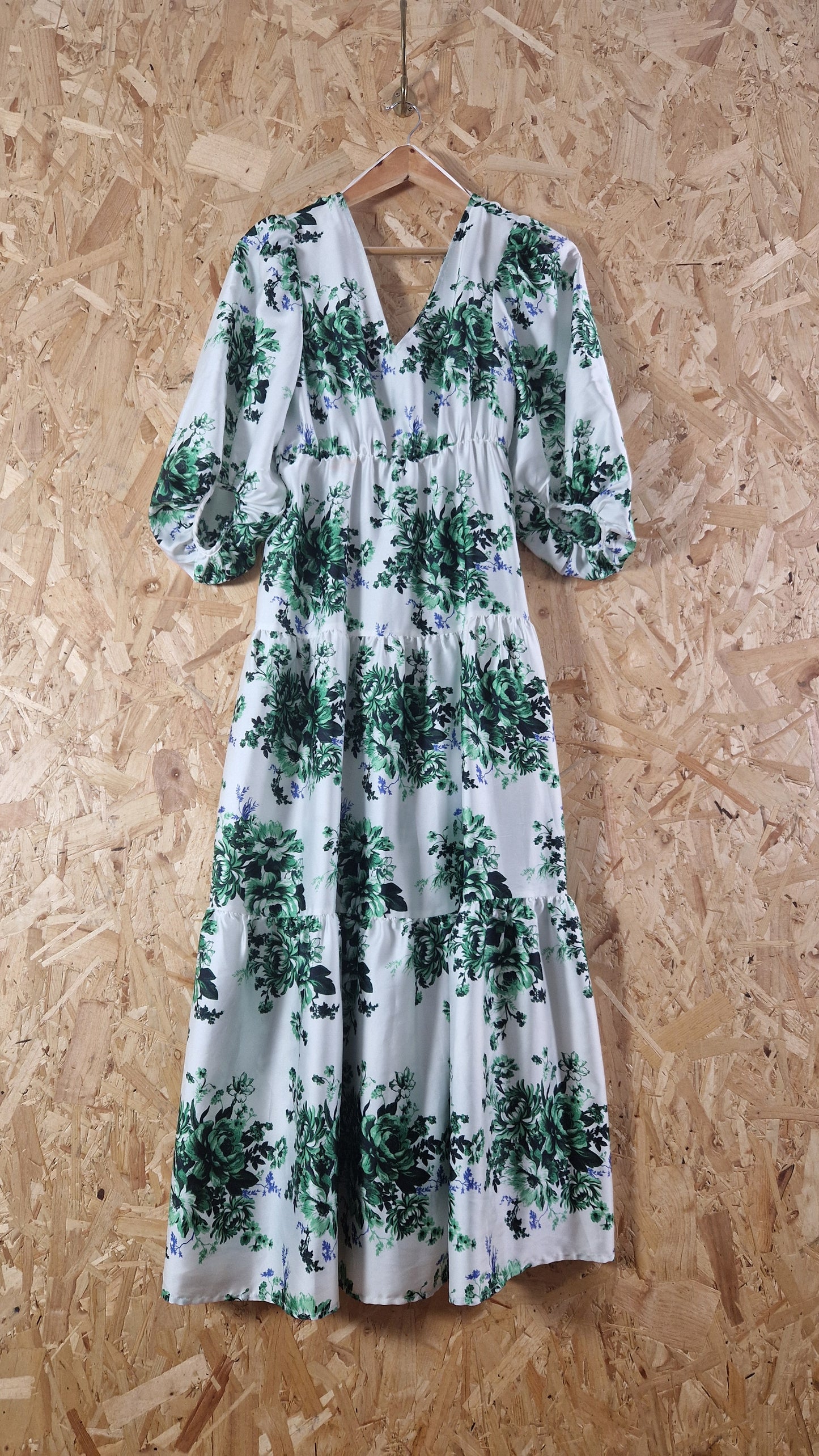 Preloved M&S Puff Sleeve Floral Printed Sleeve Dress Size 8