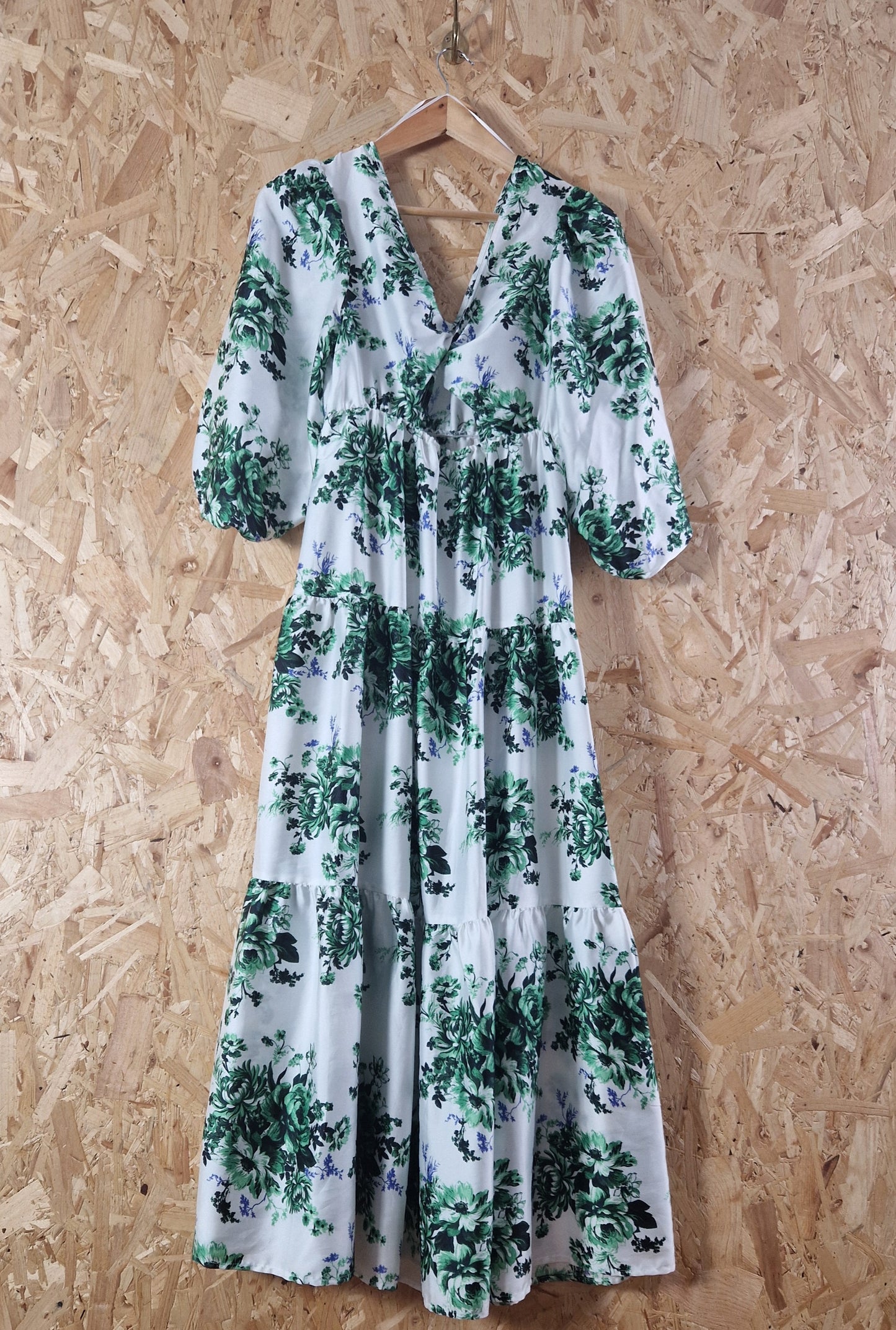 Preloved M&S Puff Sleeve Floral Printed Sleeve Dress Size 8