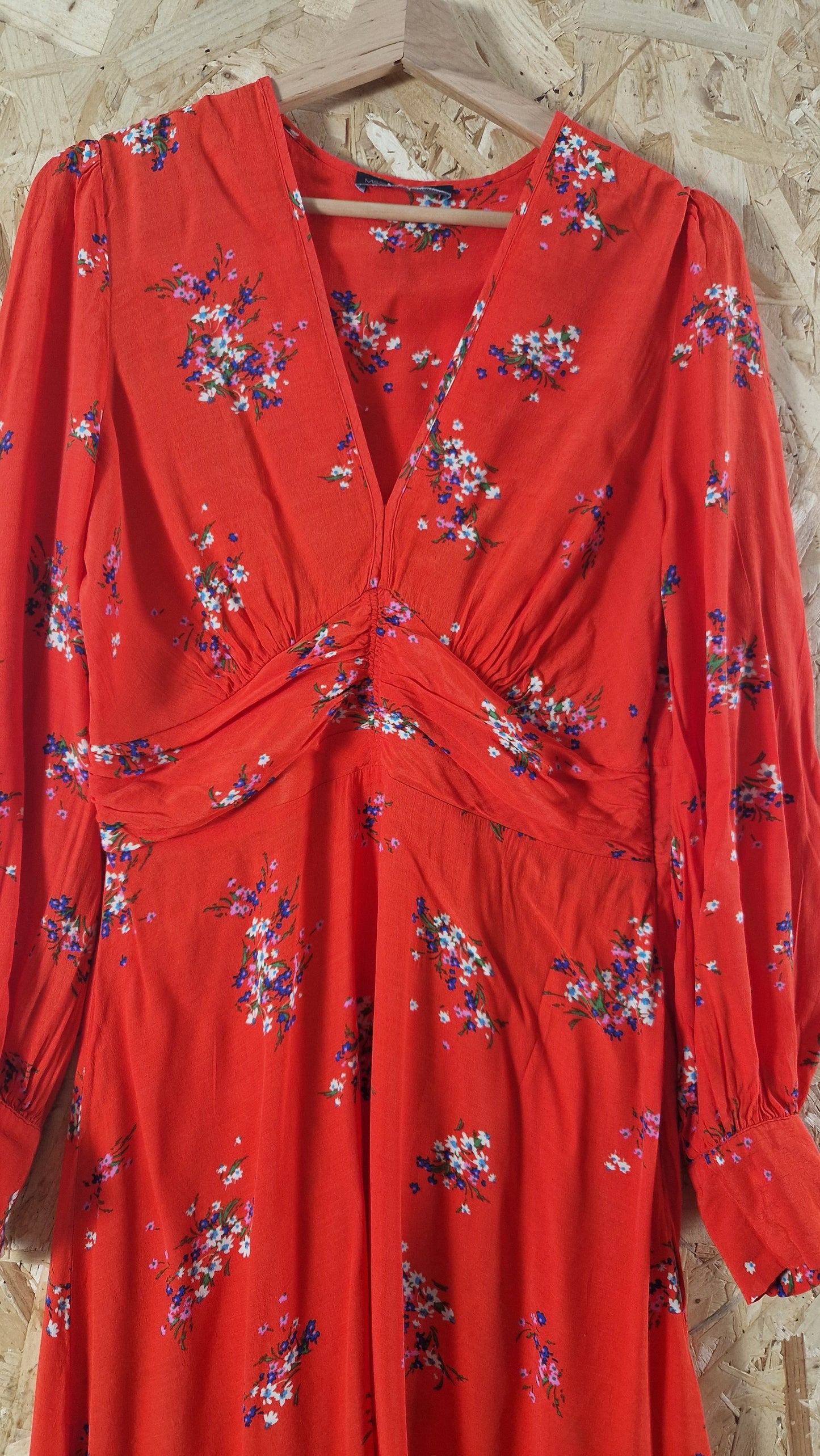 Preloved M&S Long Sleeve Floral Printed Tea Dress Size 12