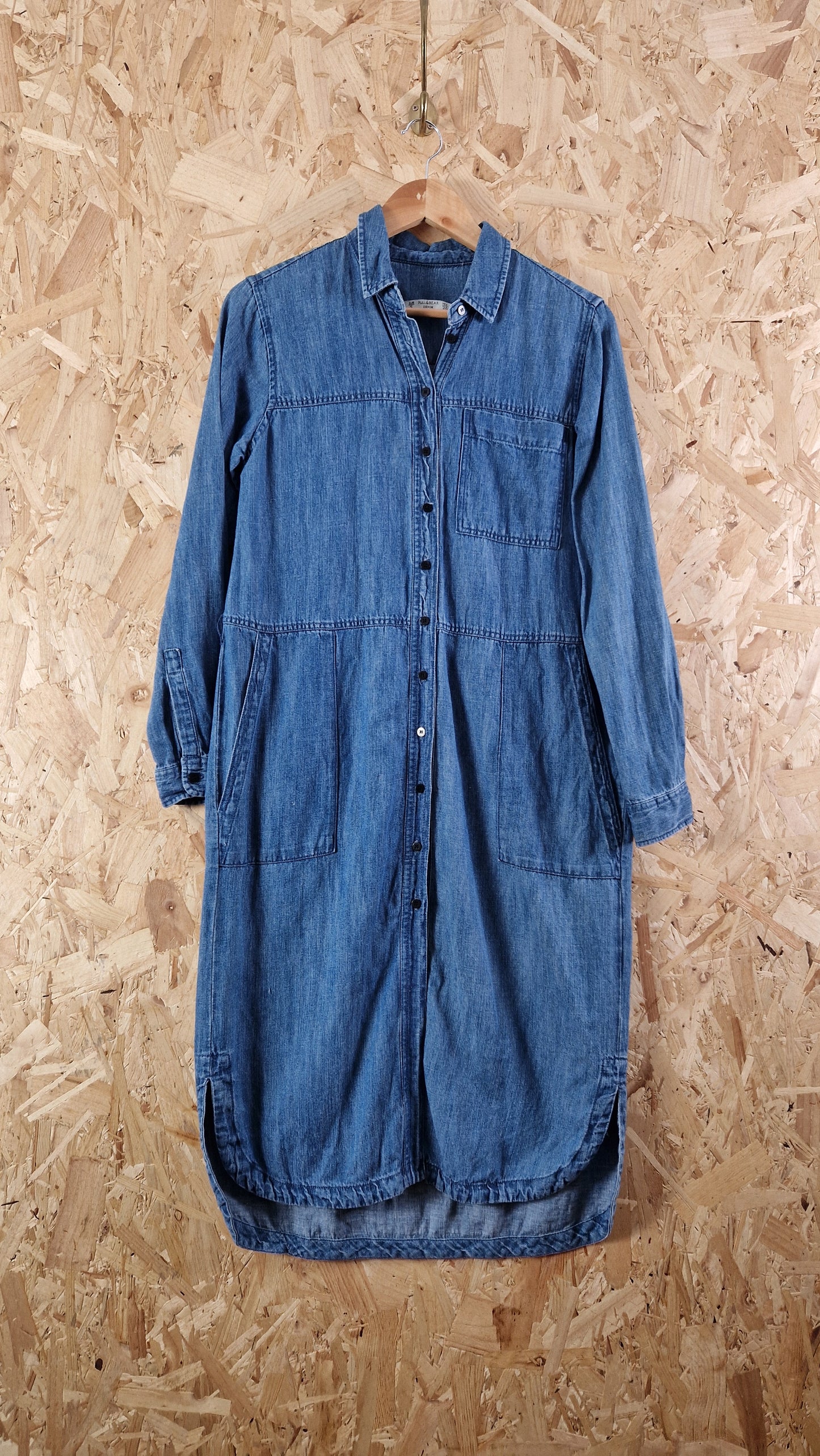 Preloved Pull & Bear Denim Button Through Shirtdress Size Small