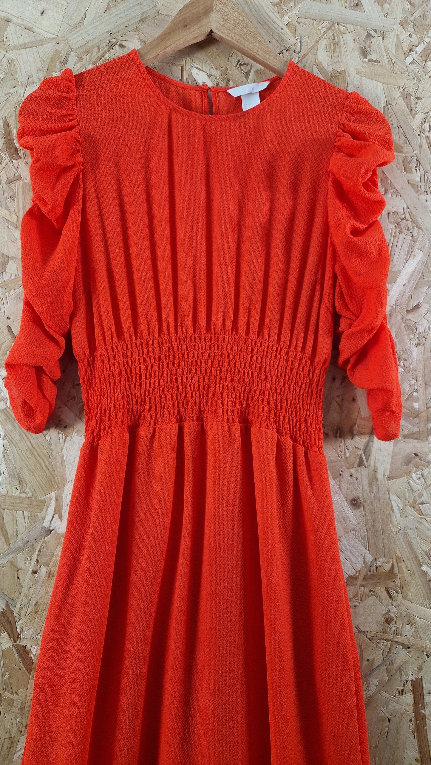Preloved H&M Ruched Sleeve Dress with Shirring Panel Size 10