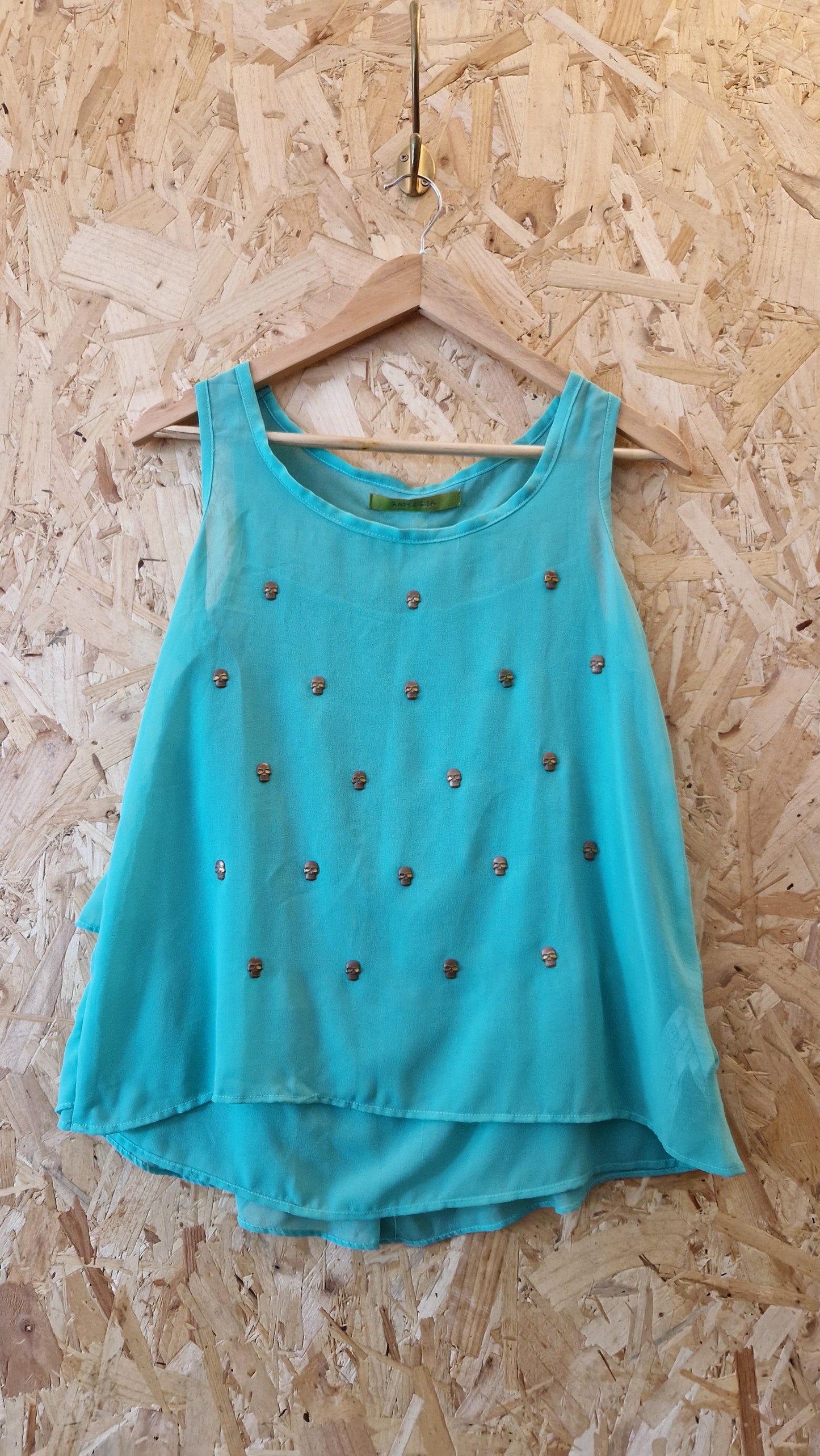 Preloved Rapsodia Tiered Back Top with Skulls Size Medium