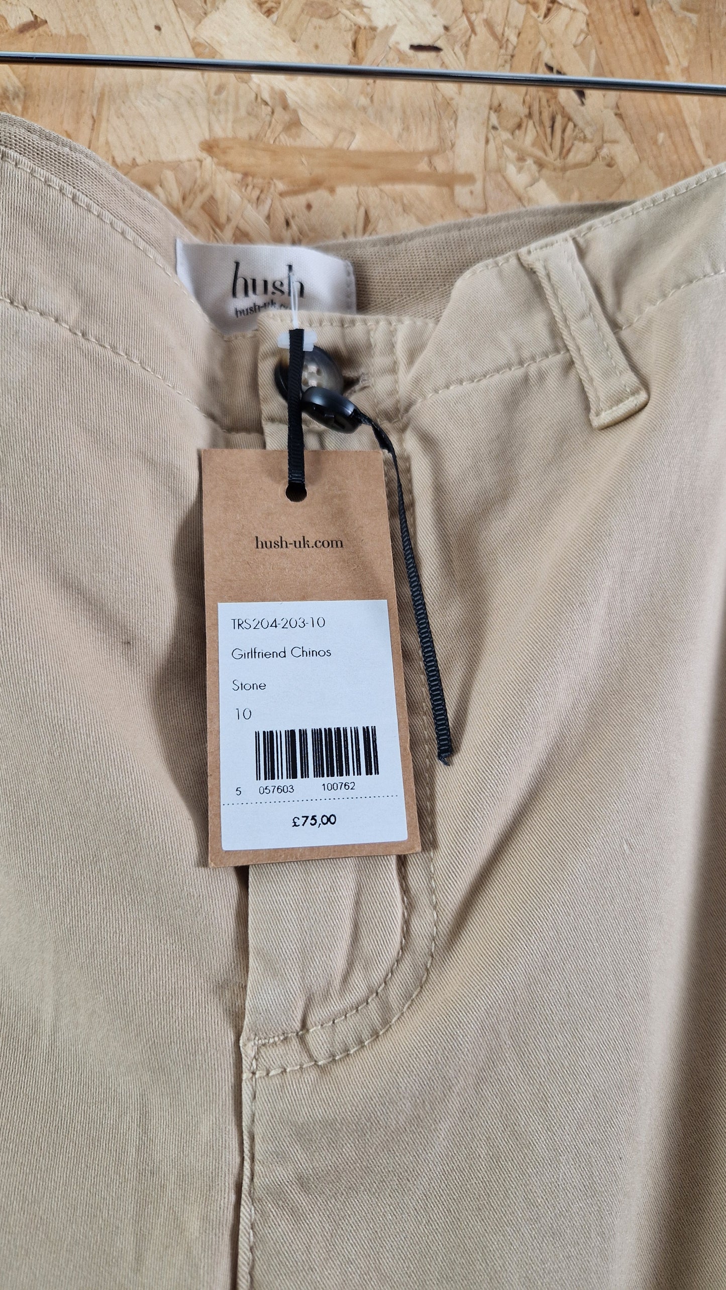 Preloved Hush Girlfriend Chinos with Herringbone Tape Detail Size 10