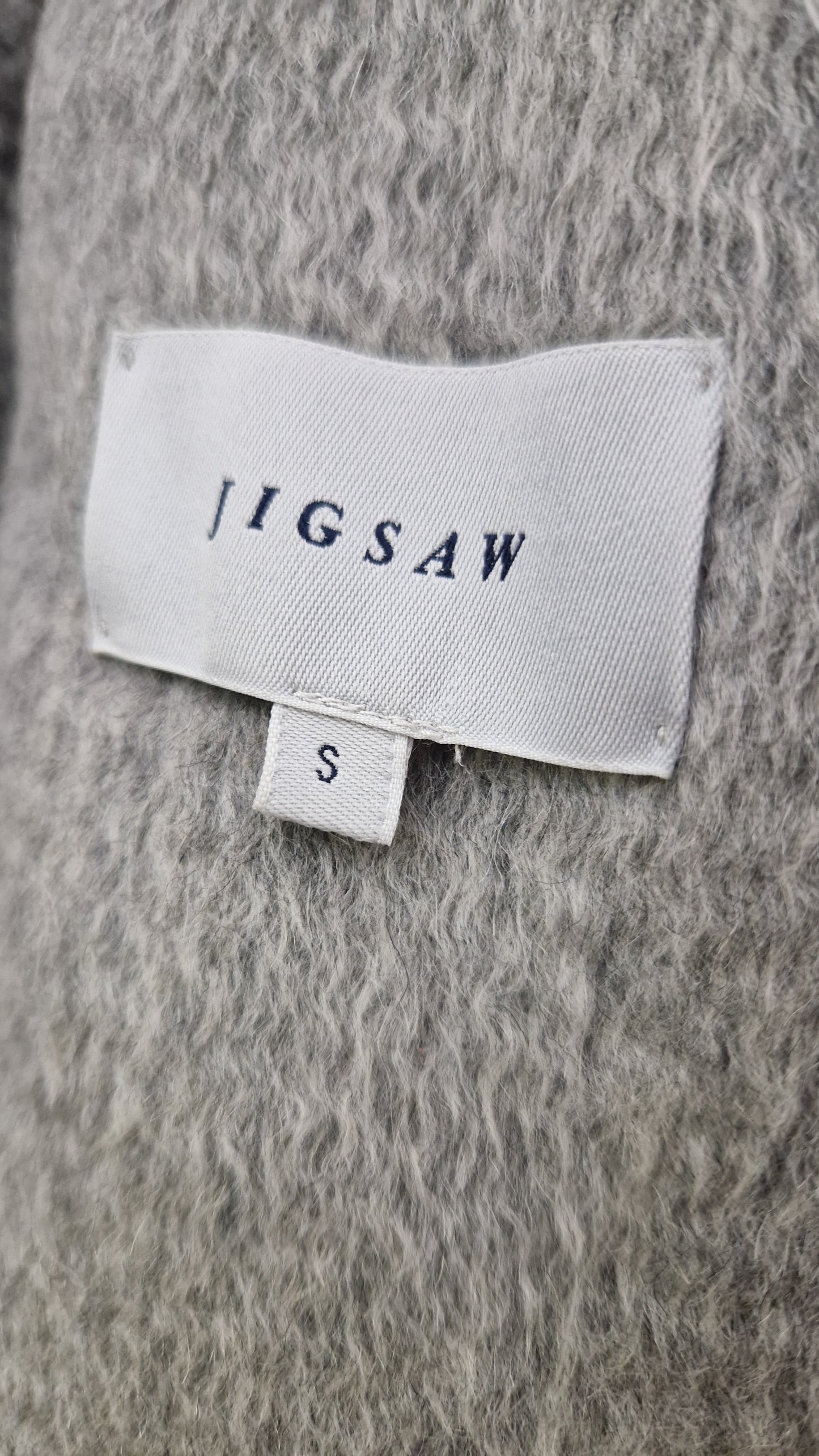 Preloved Jigsaw Textured Wool Double breasted Crombie Coat Size Small