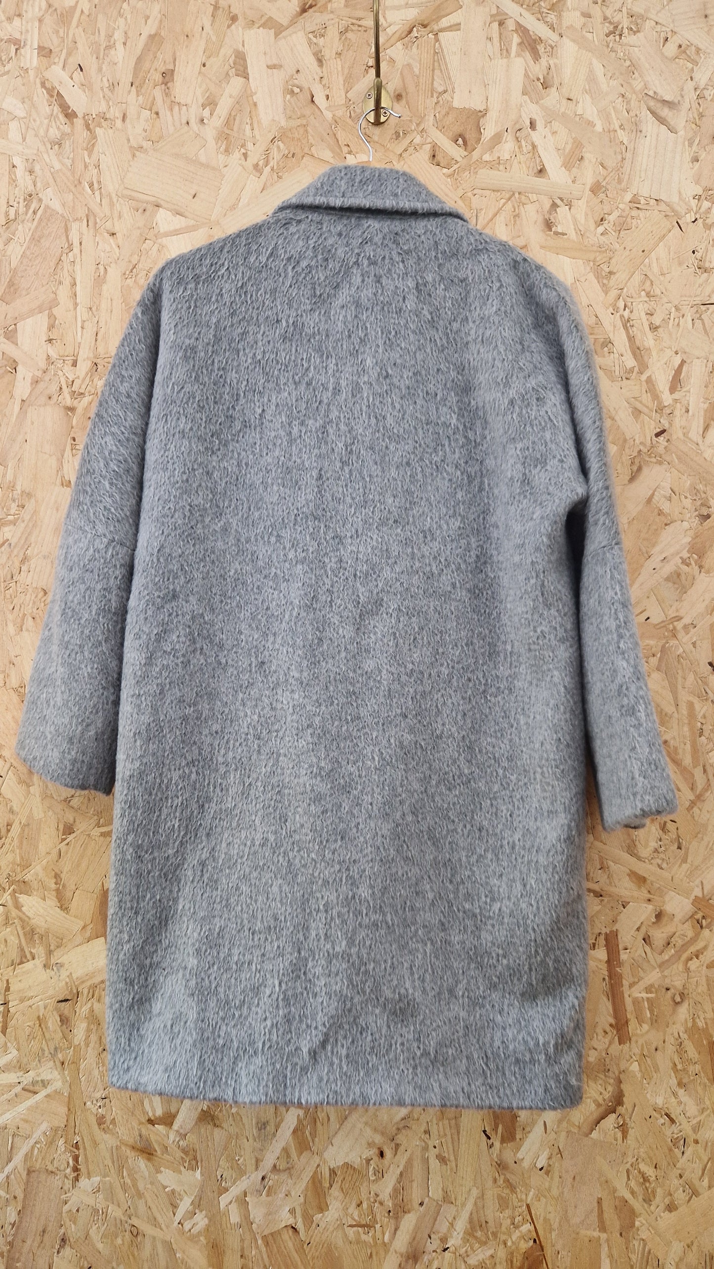 Preloved Jigsaw Textured Wool Double breasted Crombie Coat Size Small