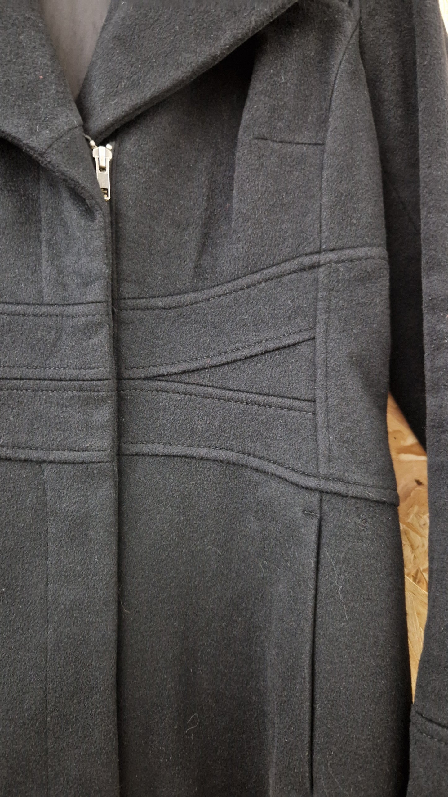 Preloved Reiss Panel Detail Zip Wool Pea Coat Size Large