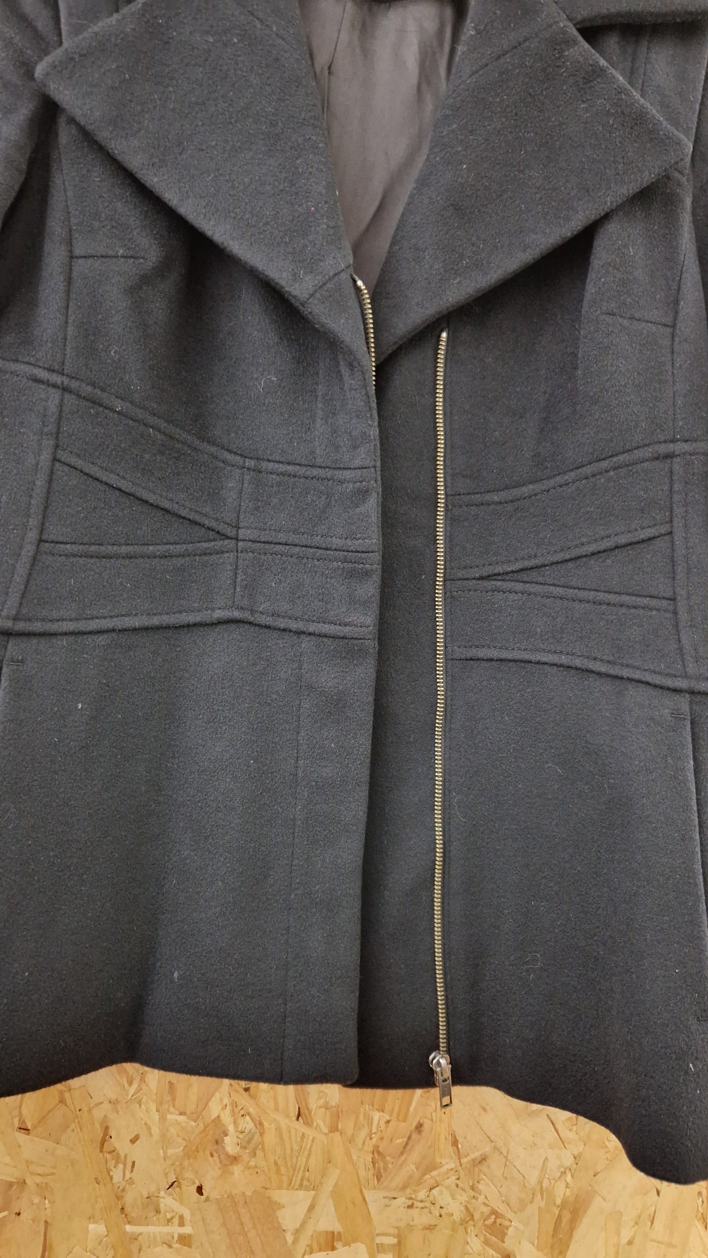 Preloved Reiss Panel Detail Zip Wool Pea Coat Size Large