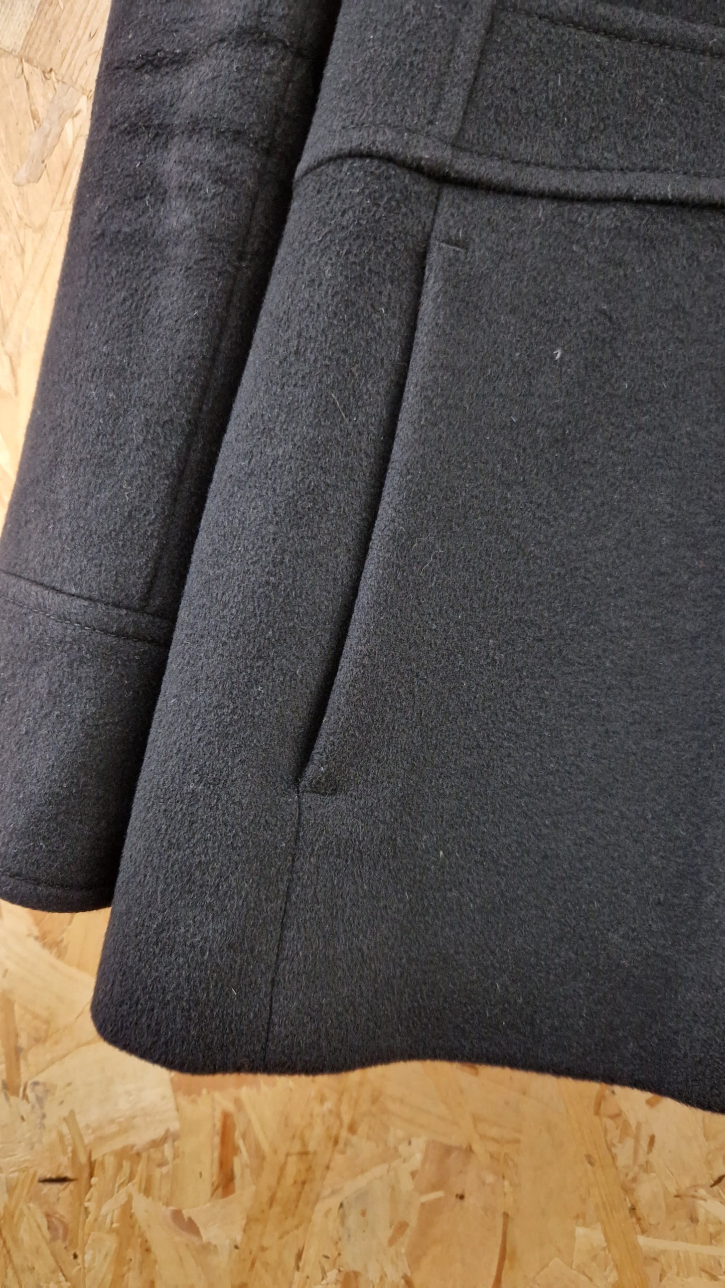 Preloved Reiss Panel Detail Zip Wool Pea Coat Size Large