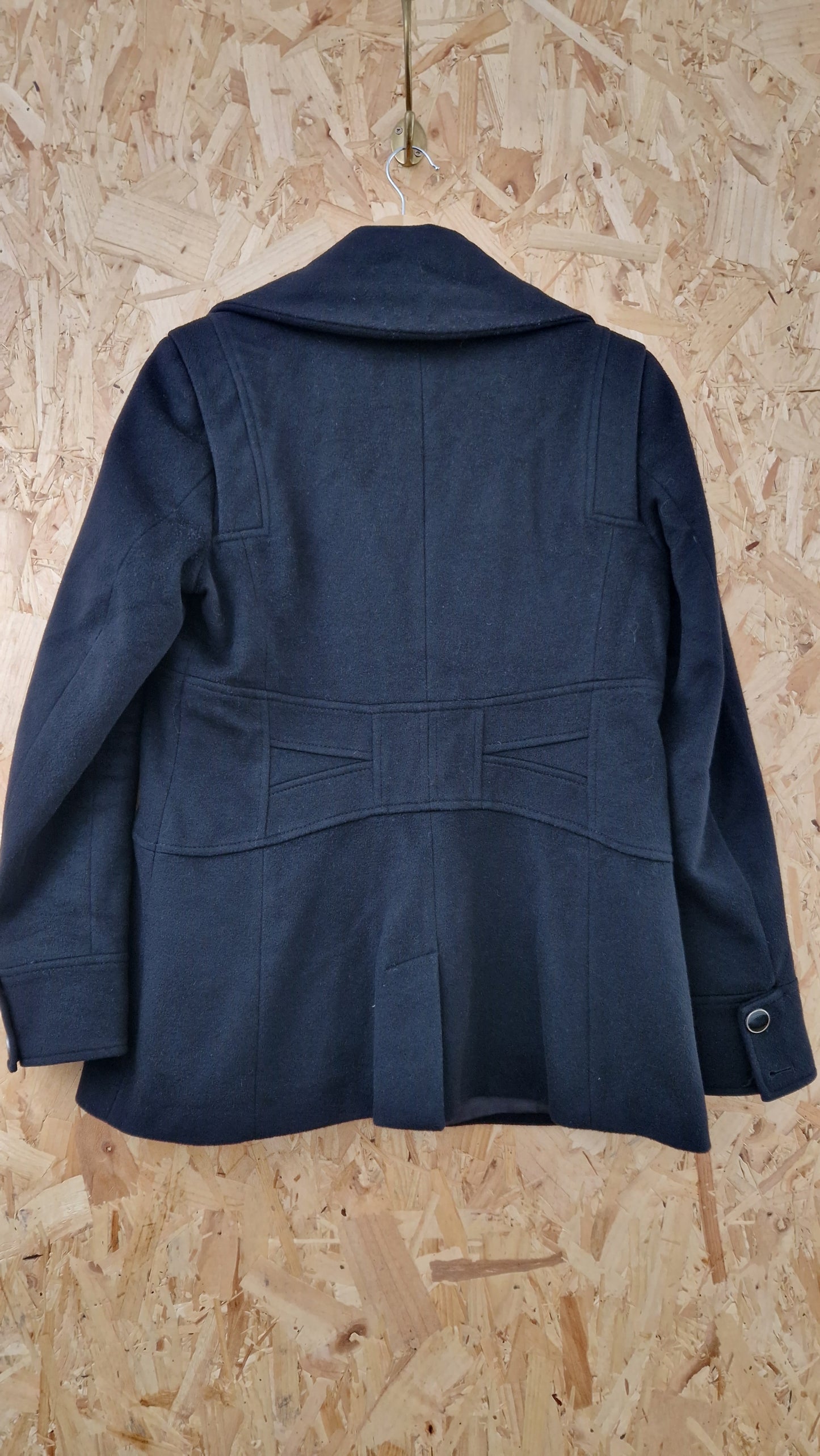 Preloved Reiss Panel Detail Zip Wool Pea Coat Size Large