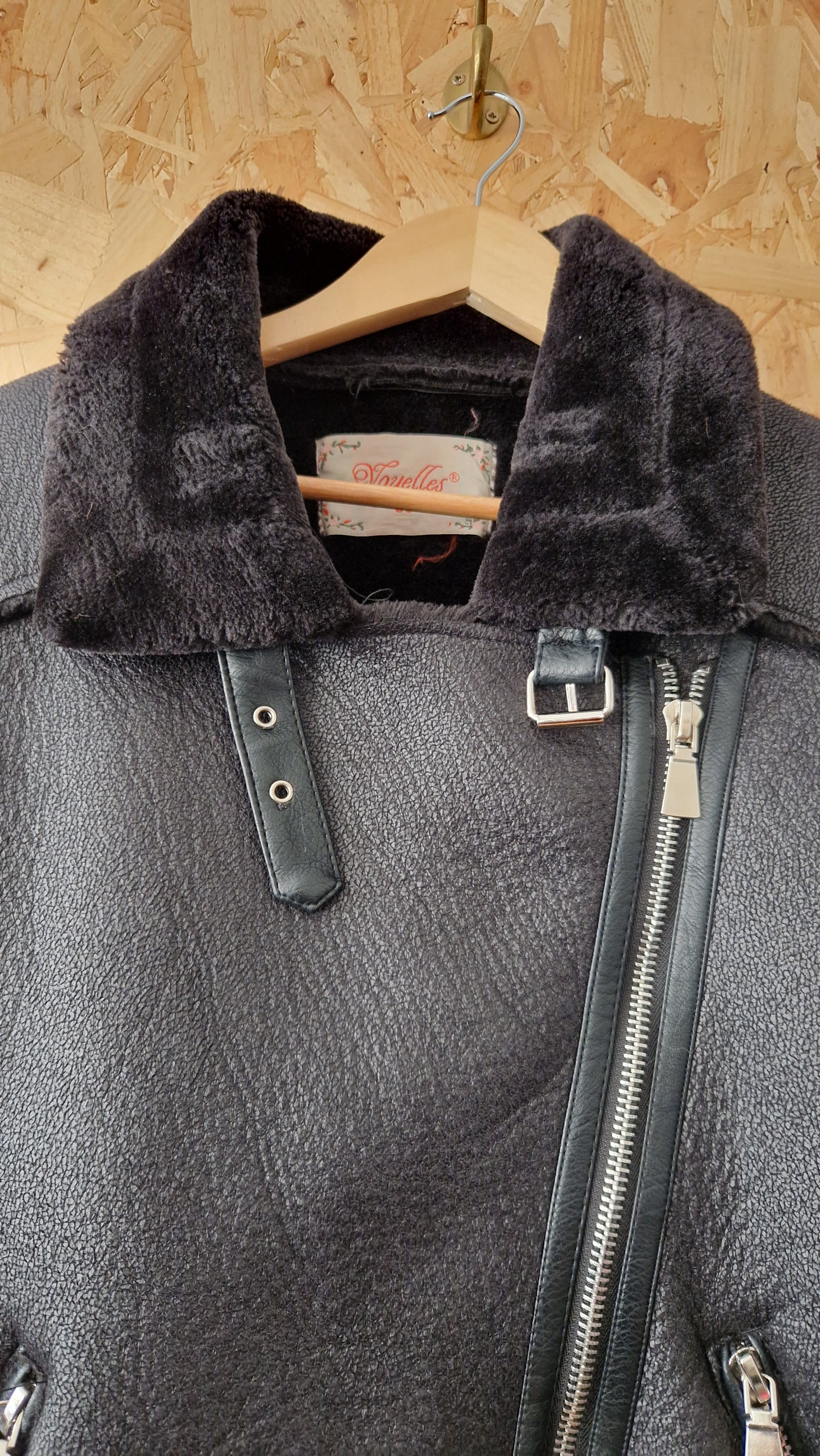 Preloved Voyelles Fake Fur Biker Jacket Size 12