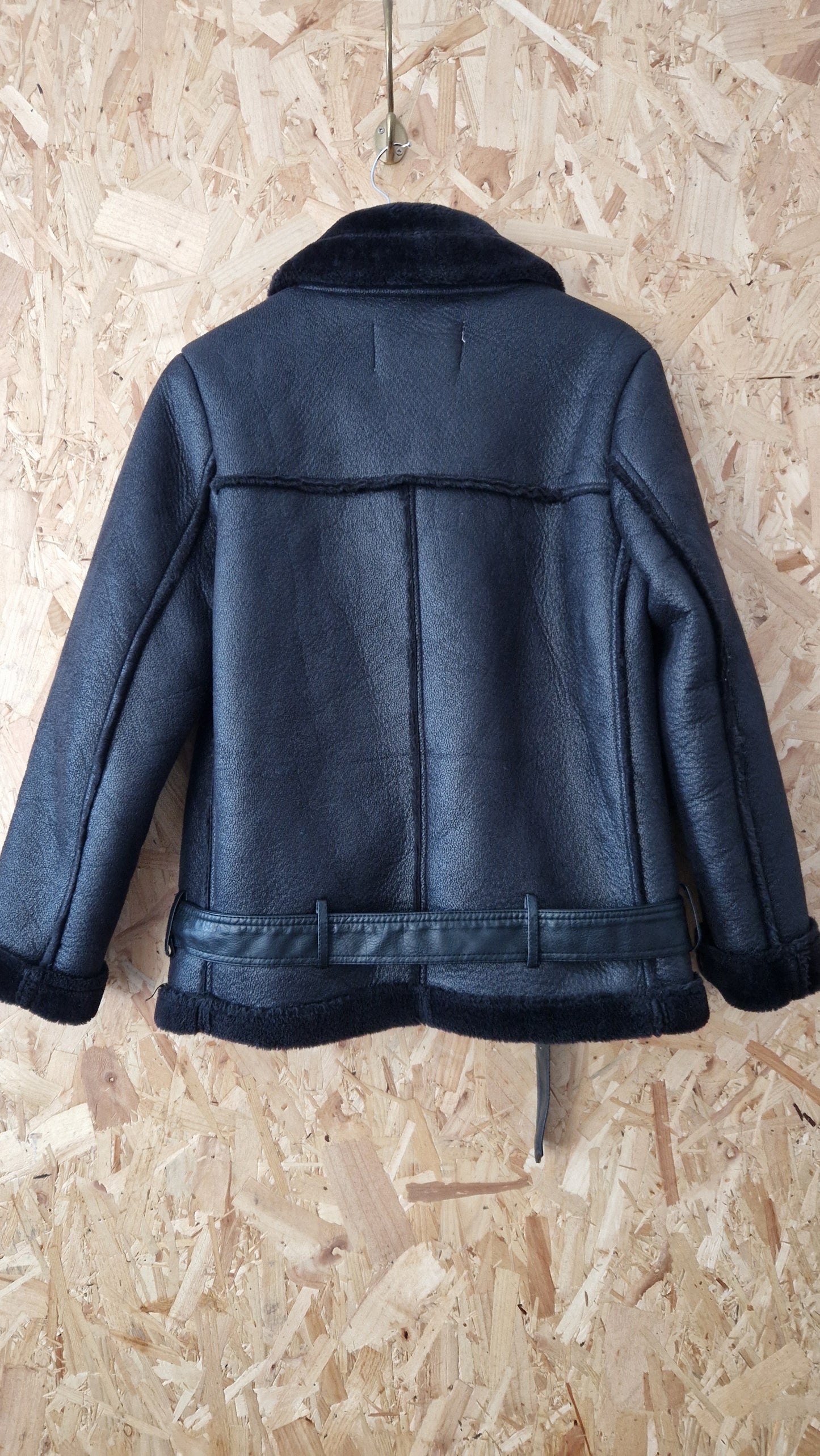 Preloved Voyelles Fake Fur Biker Jacket Size 12
