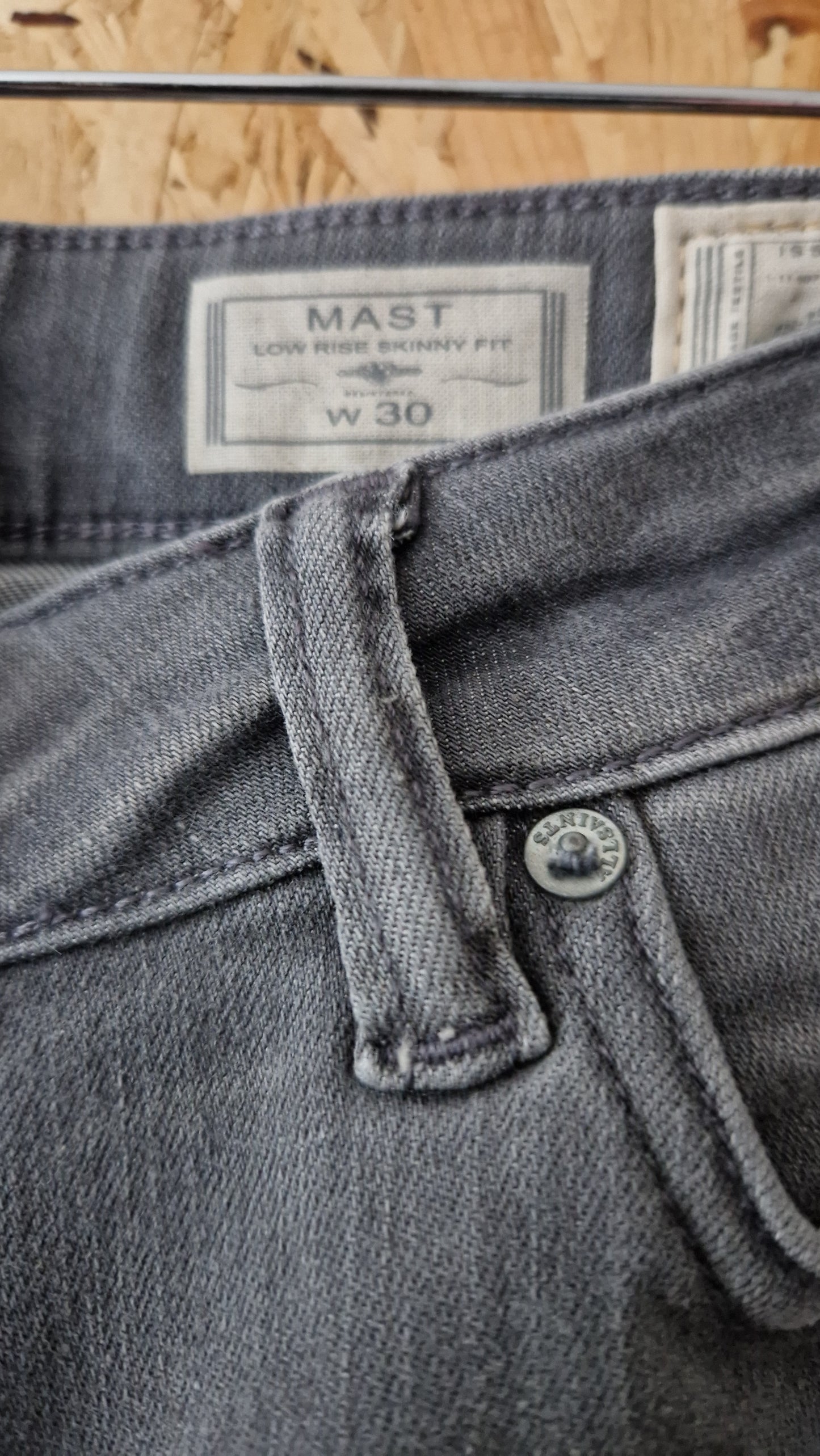 Preloved All Saints 'Mast' Low Rise Skinny Fit Grey Denim Jeans Waist 30