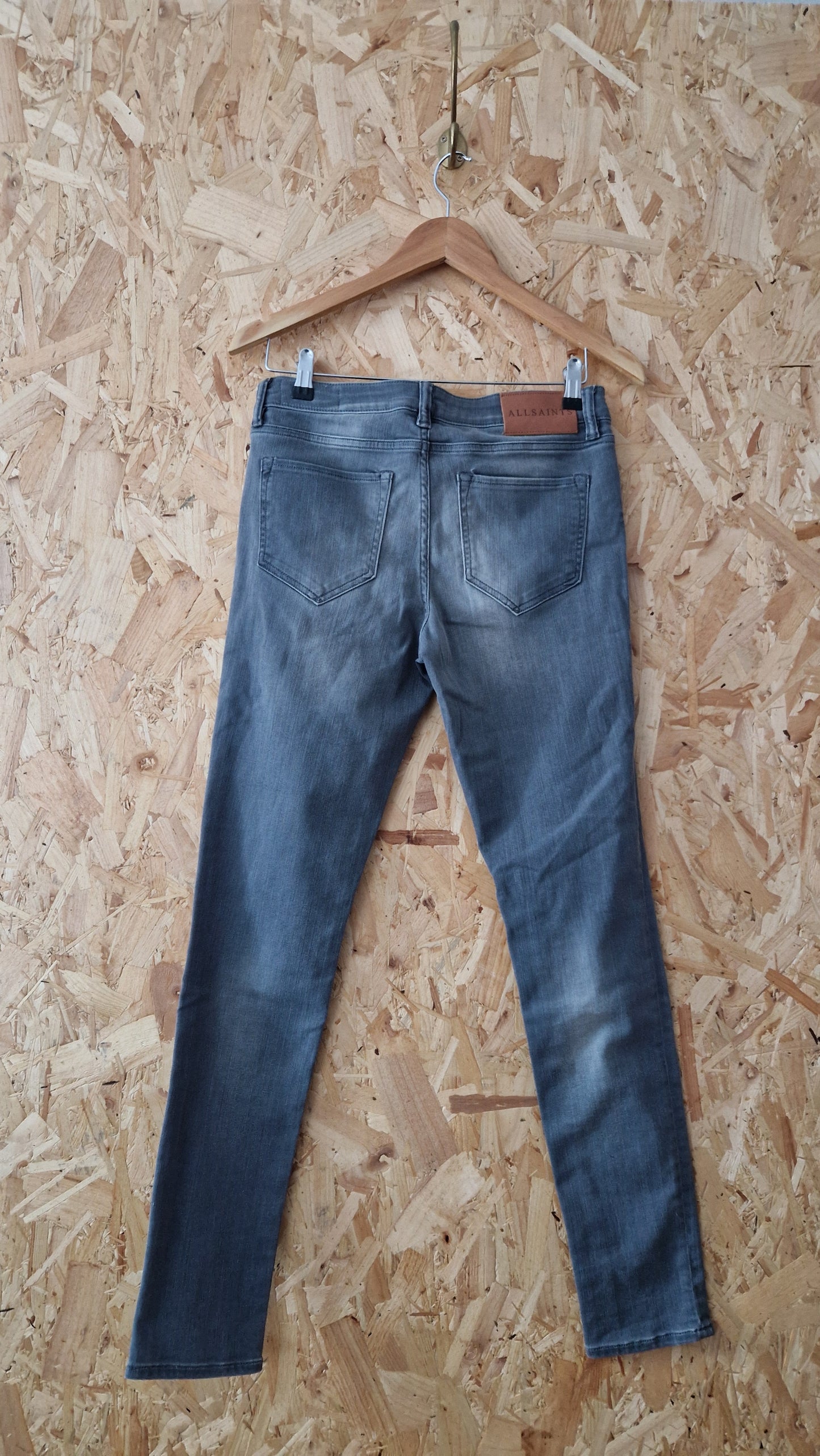 Preloved All Saints 'Mast' Low Rise Skinny Fit Grey Denim Jeans Waist 30