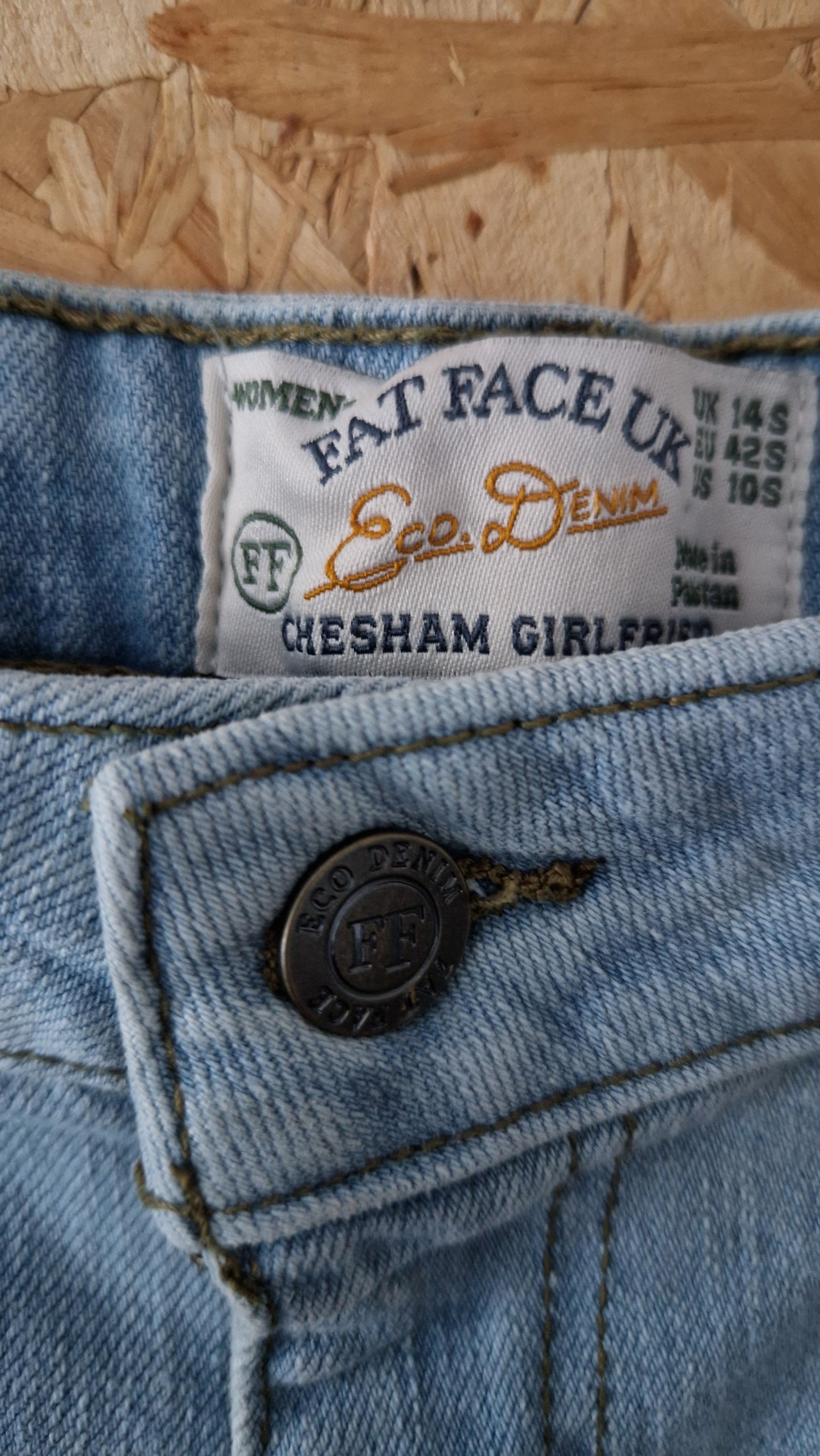 Preloved Fat Face Eco Denim 'Chesham' Girlfriend Stonewash Jeans Size 14S