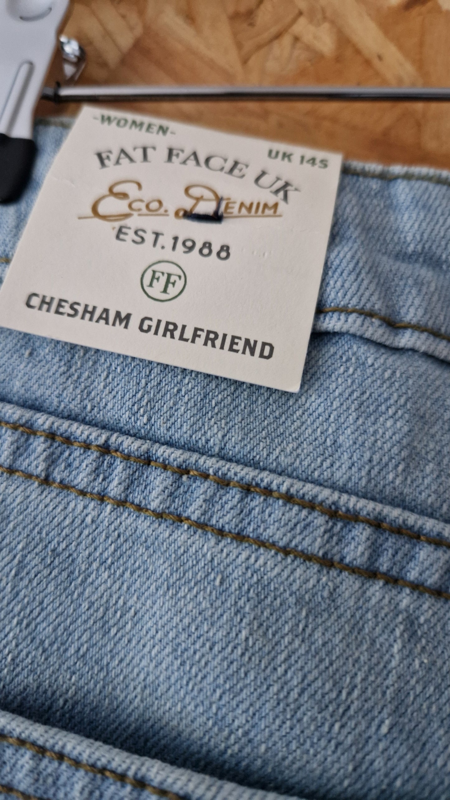 Preloved Fat Face Eco Denim 'Chesham' Girlfriend Stonewash Jeans Size 14S