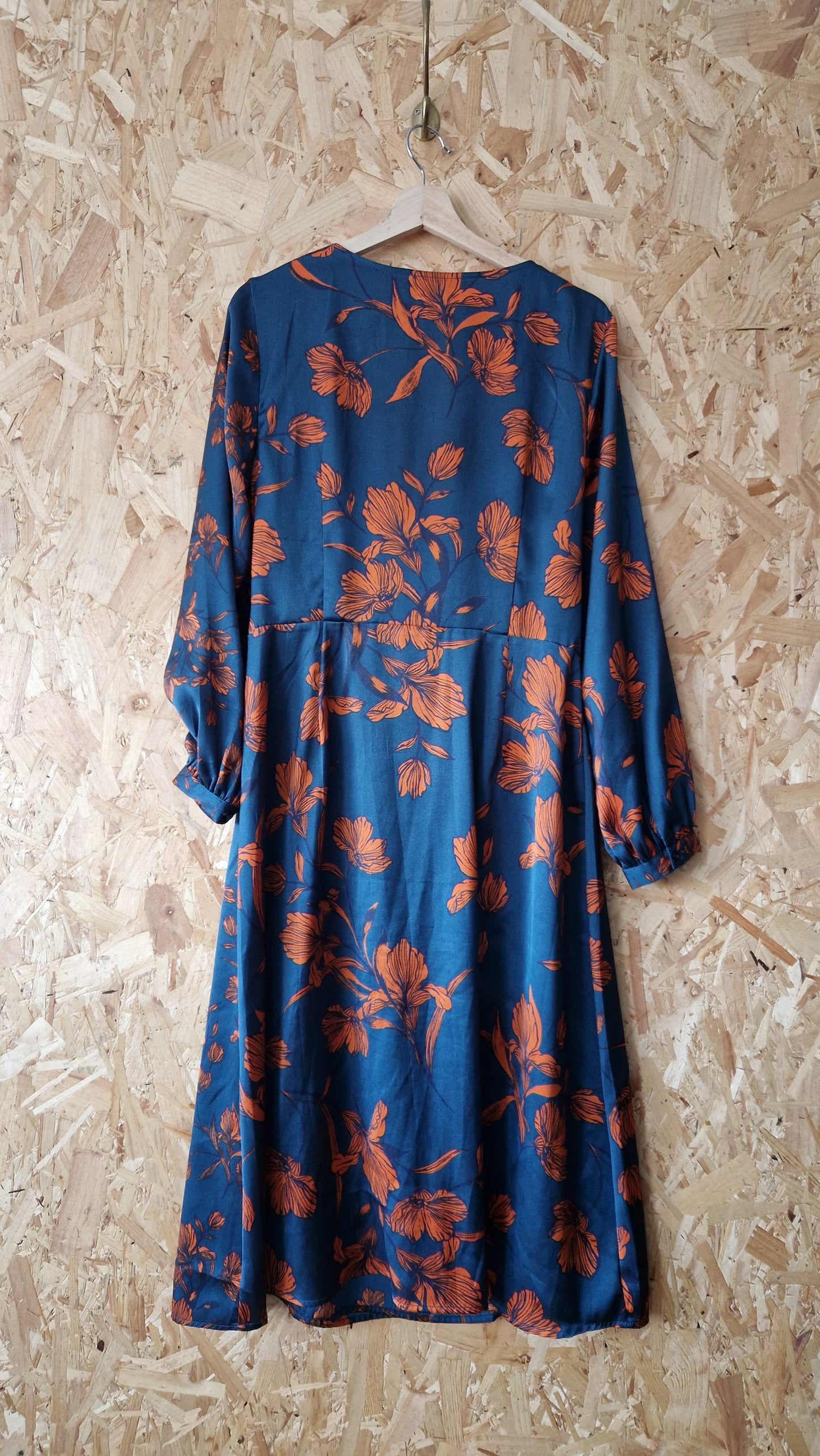 Preloved Monsoon Floral Satin Wrap Dress Size 16