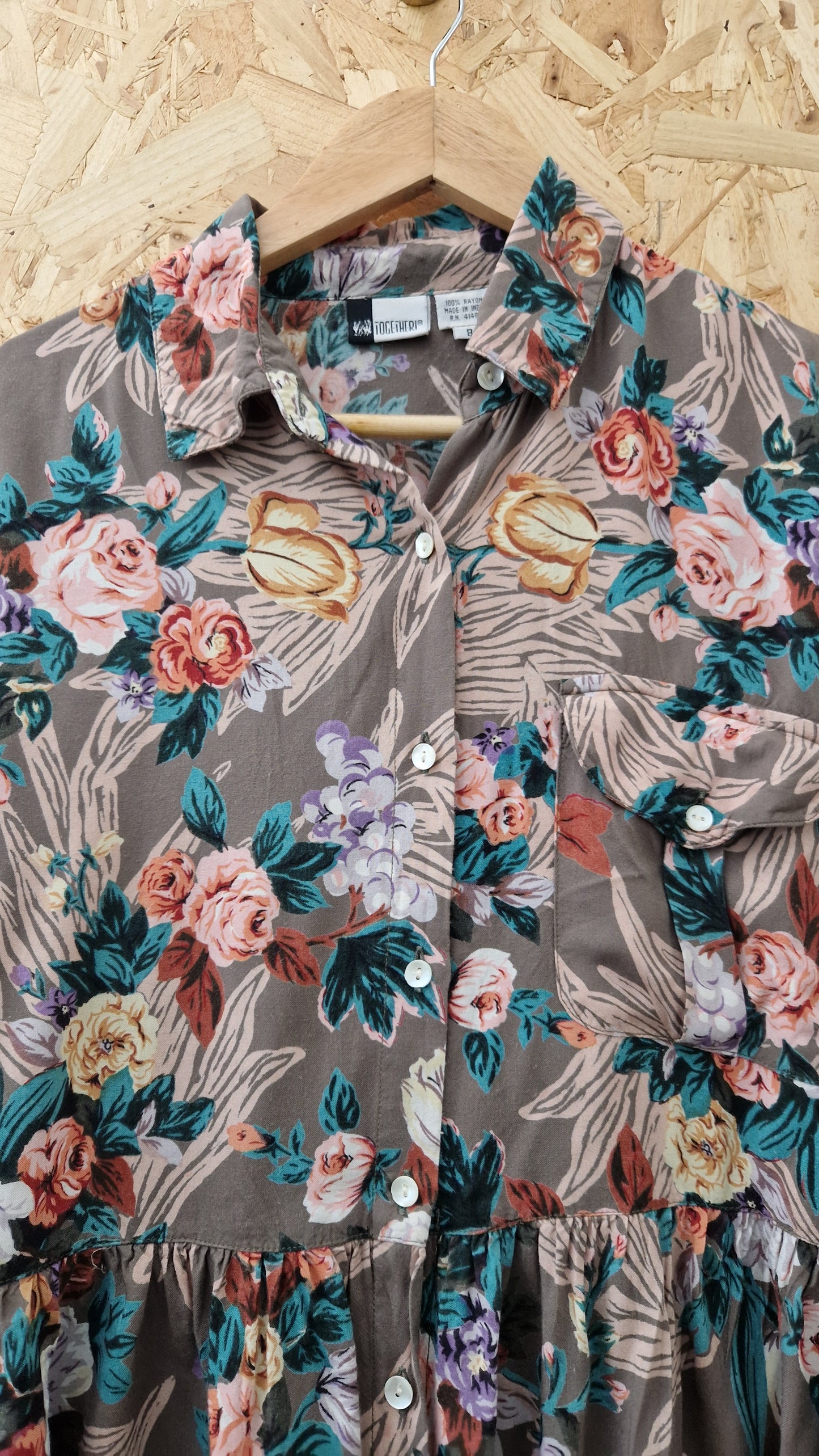Preloved Vintage Short Sleeve Button Through Floral Printed Dress Size 8