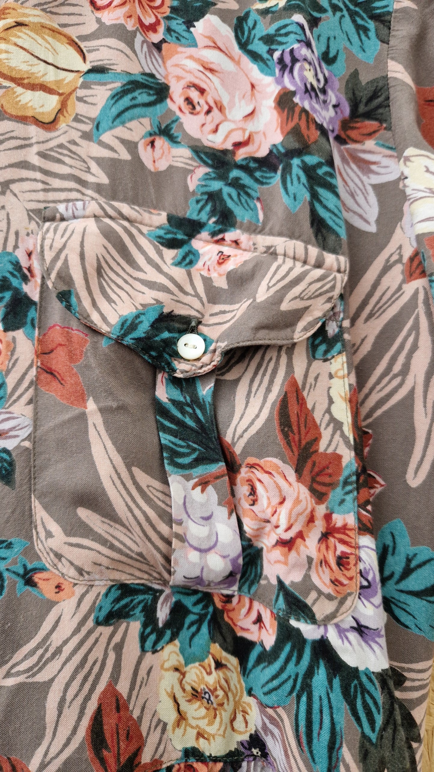 Preloved Vintage Short Sleeve Button Through Floral Printed Dress Size 8
