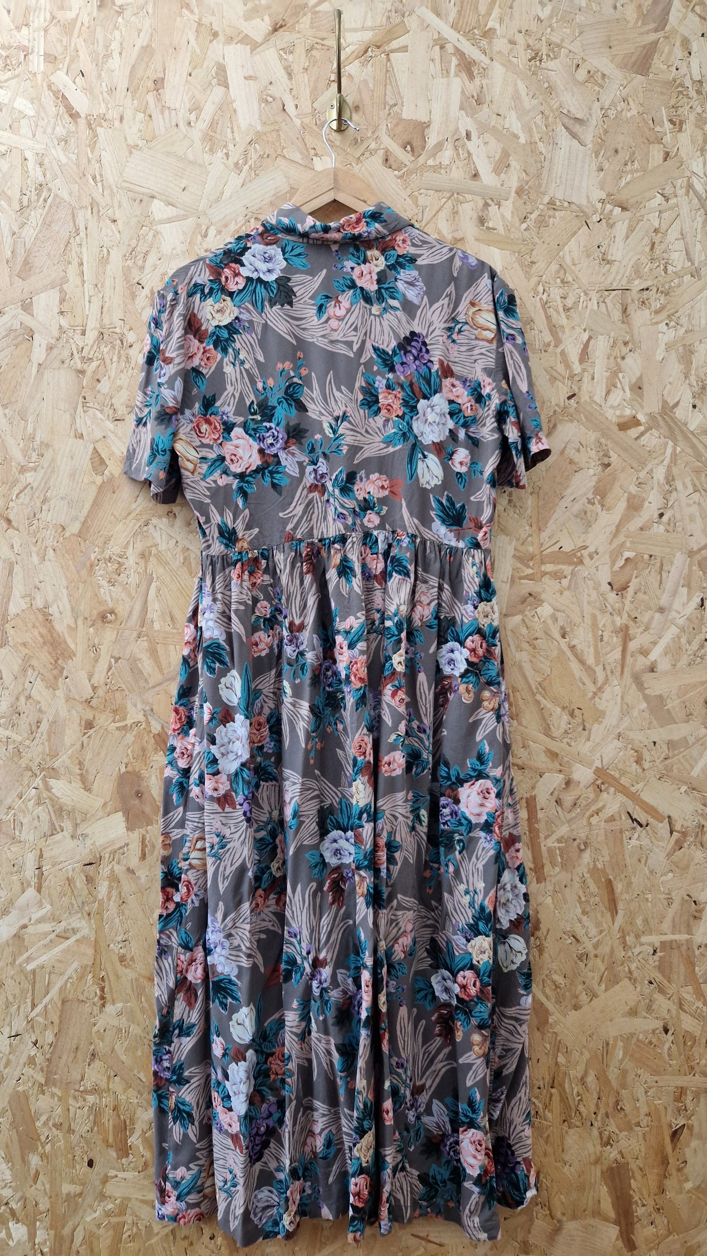 Preloved Vintage Short Sleeve Button Through Floral Printed Dress Size 8