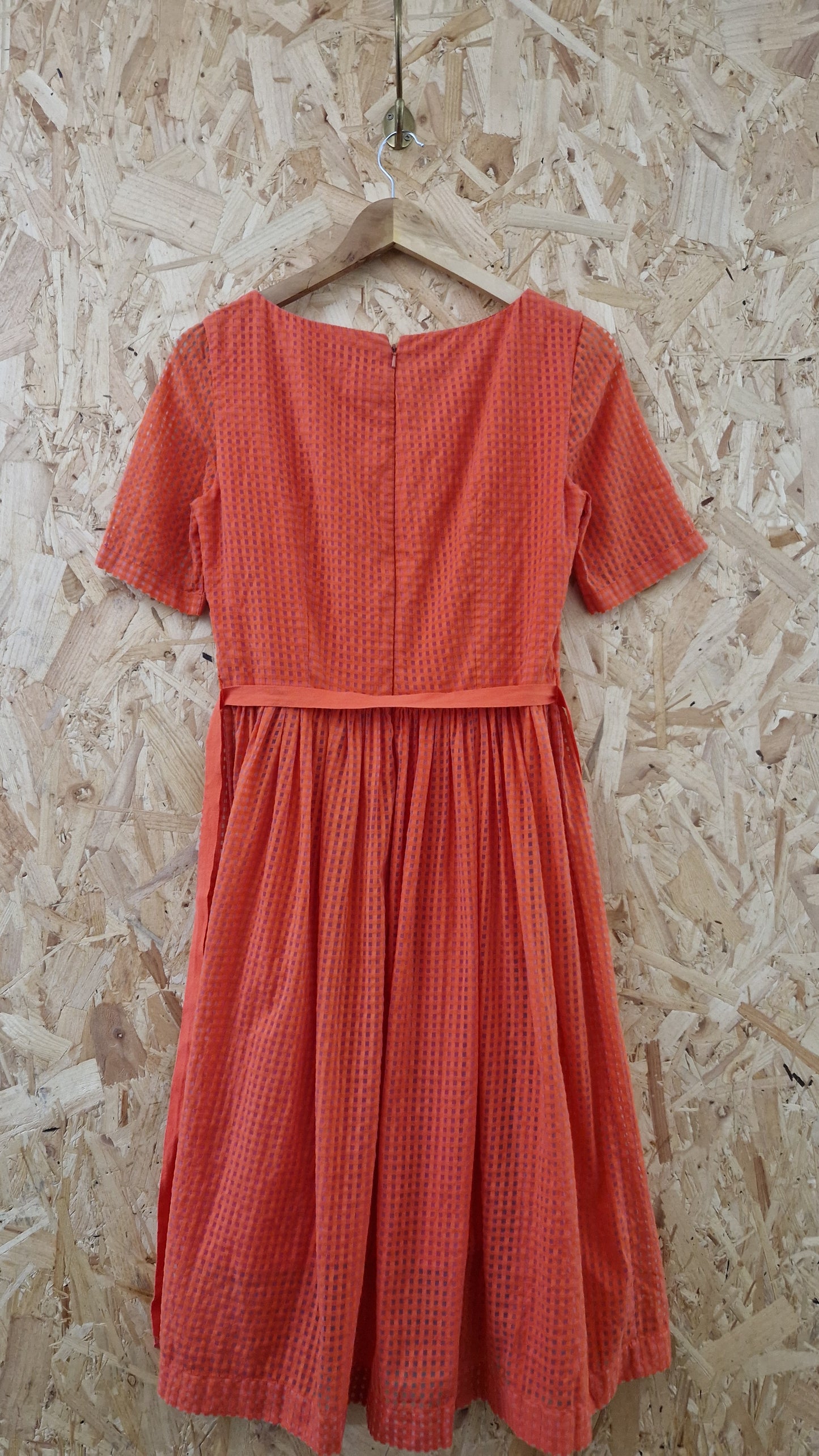 Preloved Great Plains 'Sheer Check' Gathered Waist Dress with Belt Size Small