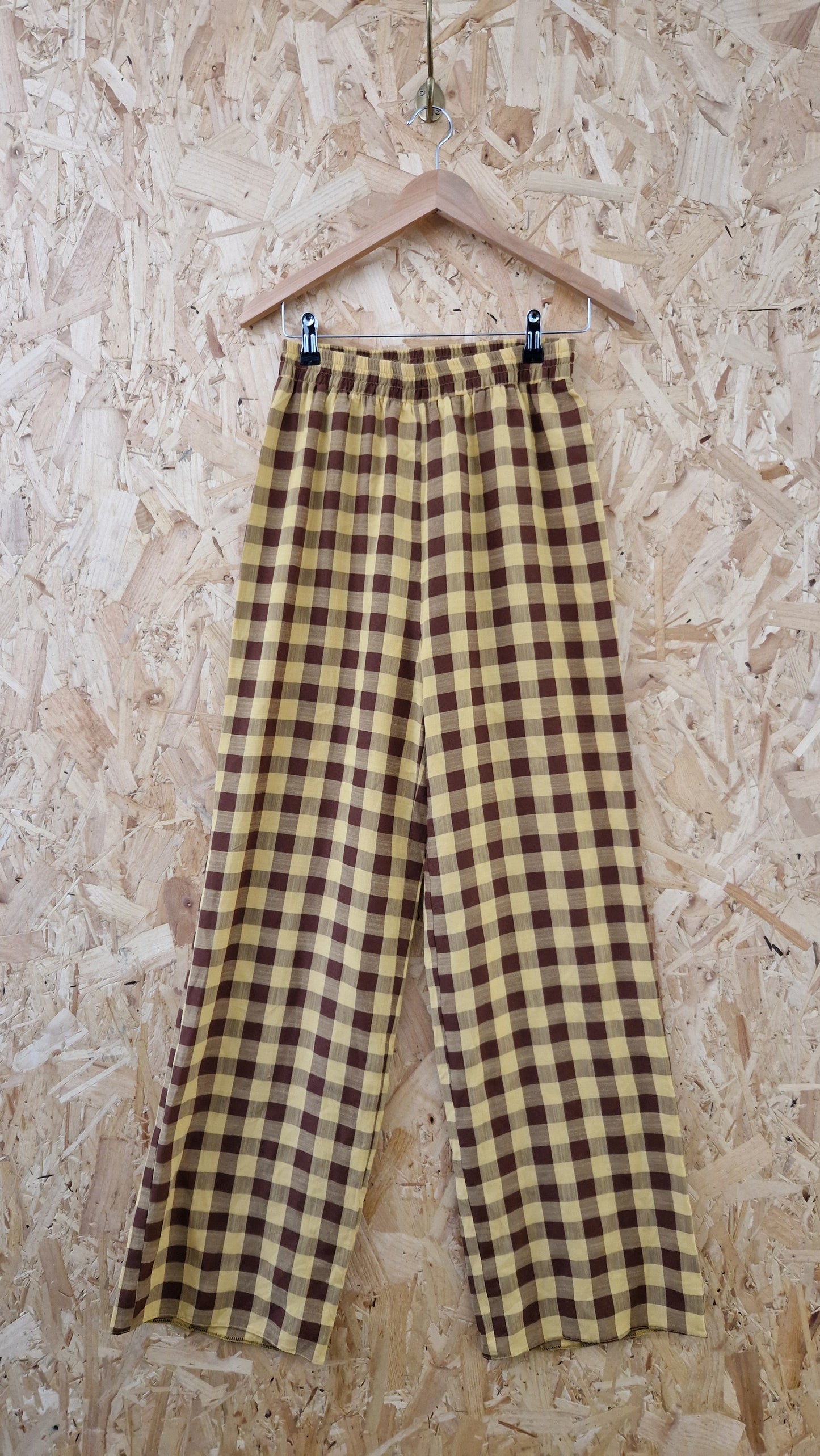 Preloved ASOS Large Gingham Cropped Long Sleeve Top & Elasticated Trousers Set Size 10