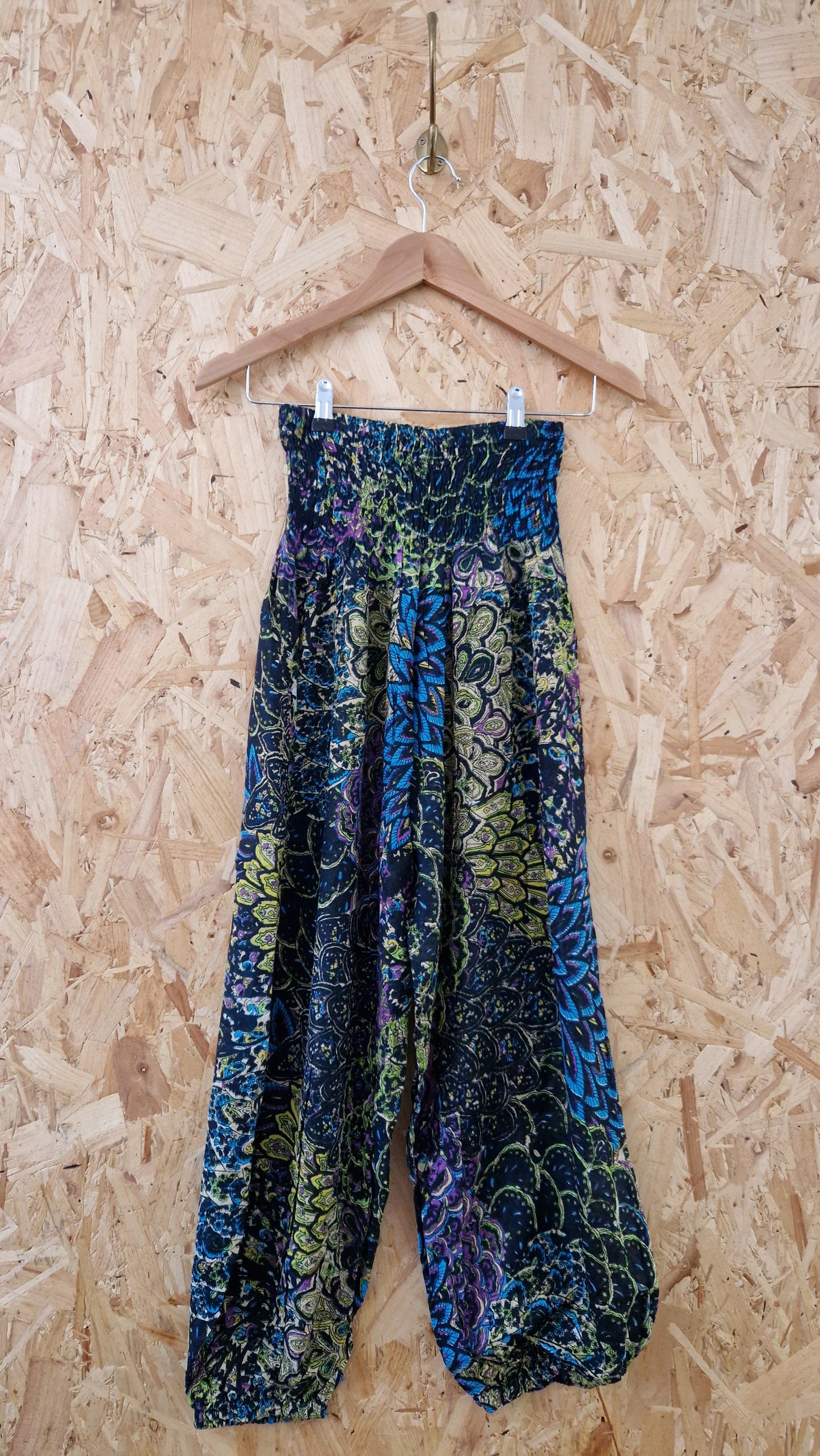 Brand New Shirring Drawstring Waist Printed Harem Pants Size S/M
