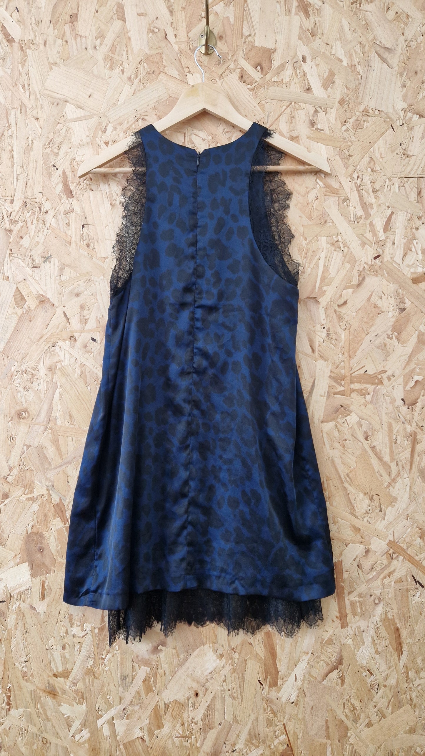 Preloved Zara Sleeveless Animal Print Dress with Lace Trim Size Medium