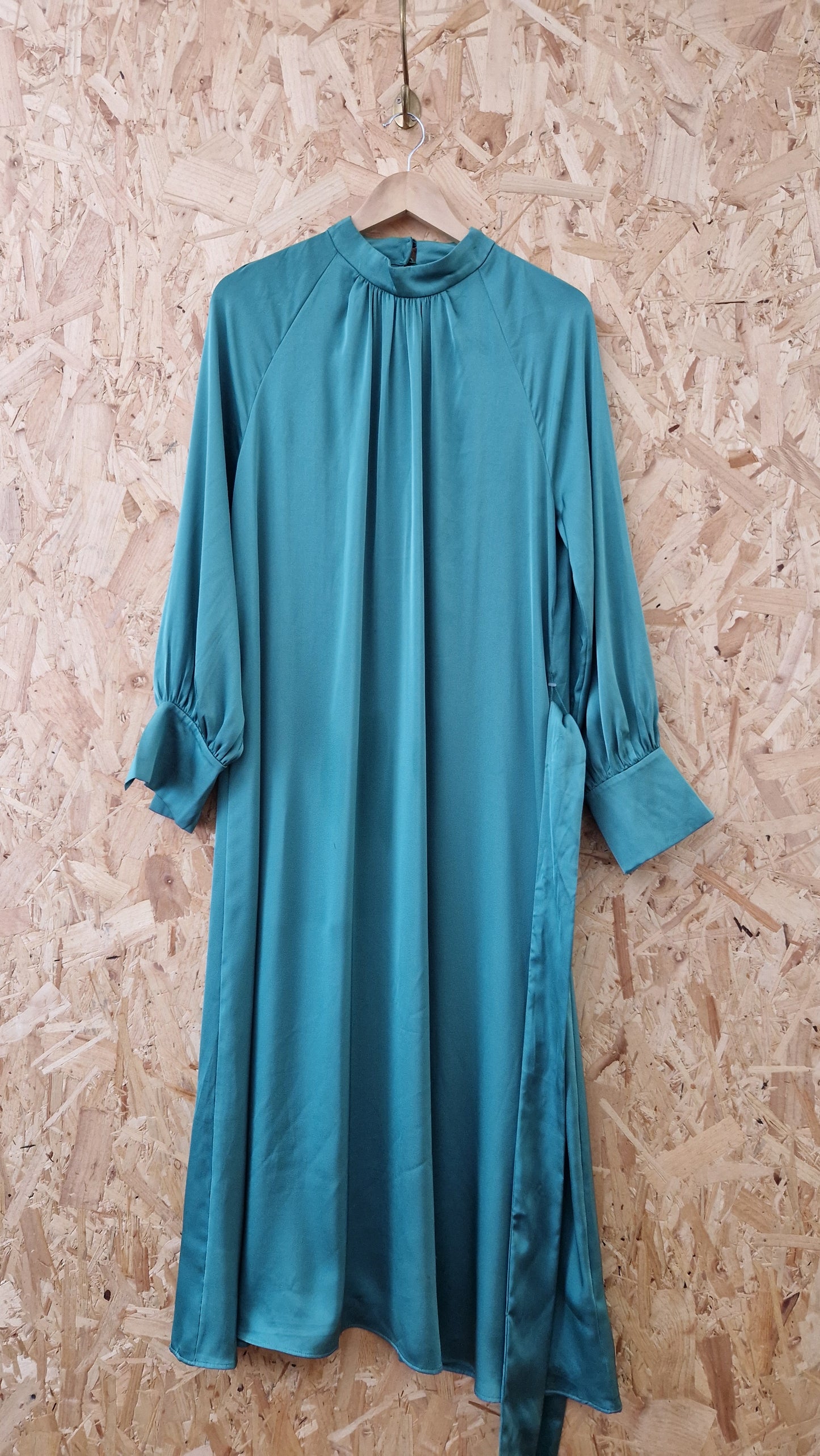 Brand New H&M High Neck Satin Dress with Self Fabric Belt Size M