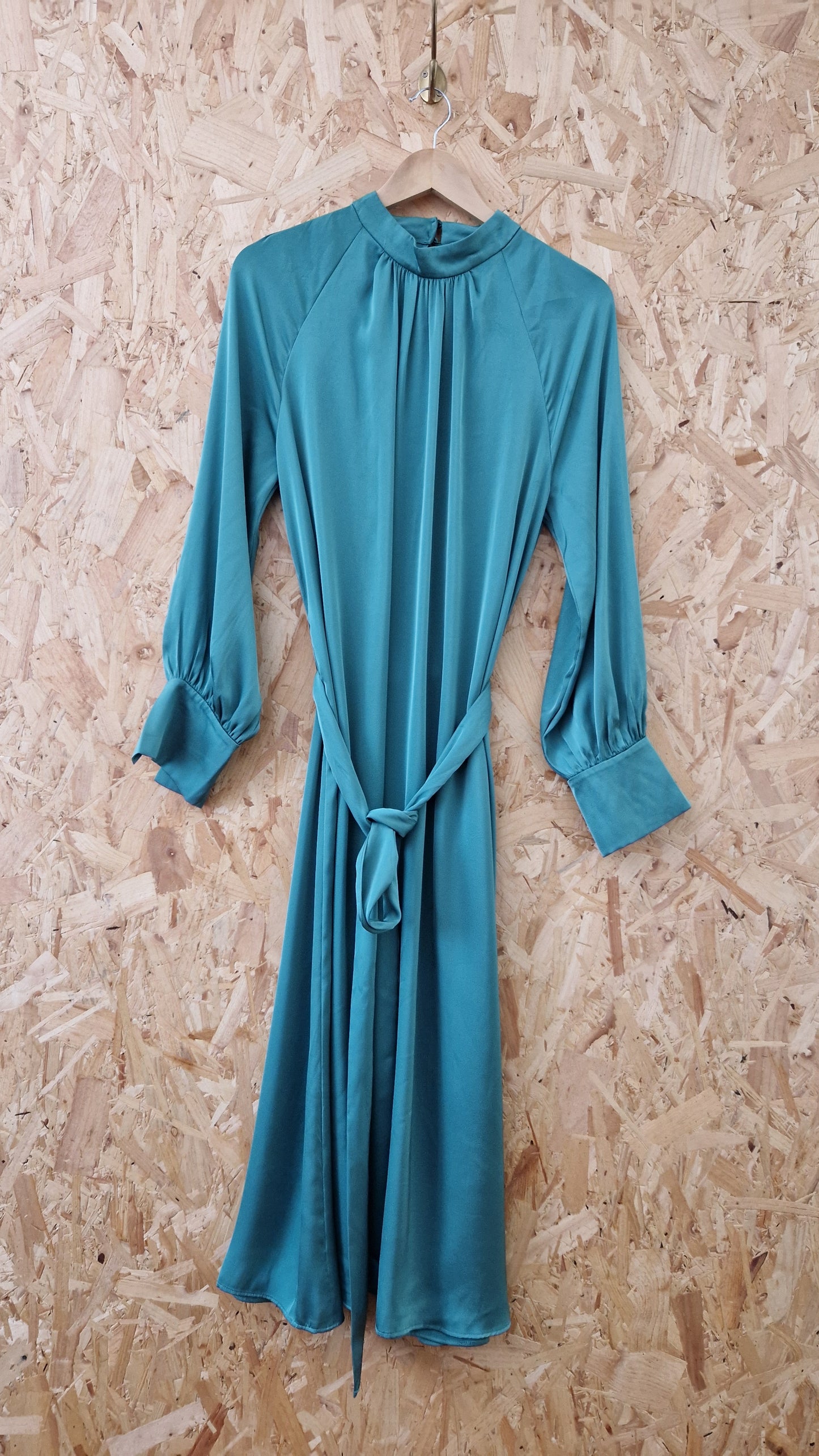 Brand New H&M High Neck Satin Dress with Self Fabric Belt Size M