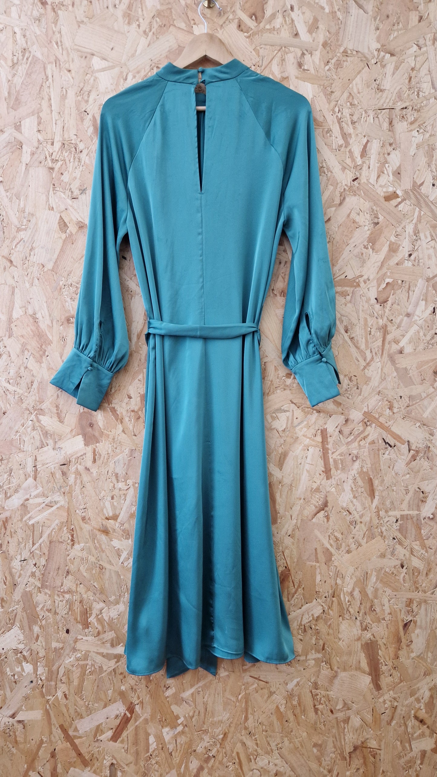 Brand New H&M High Neck Satin Dress with Self Fabric Belt Size M