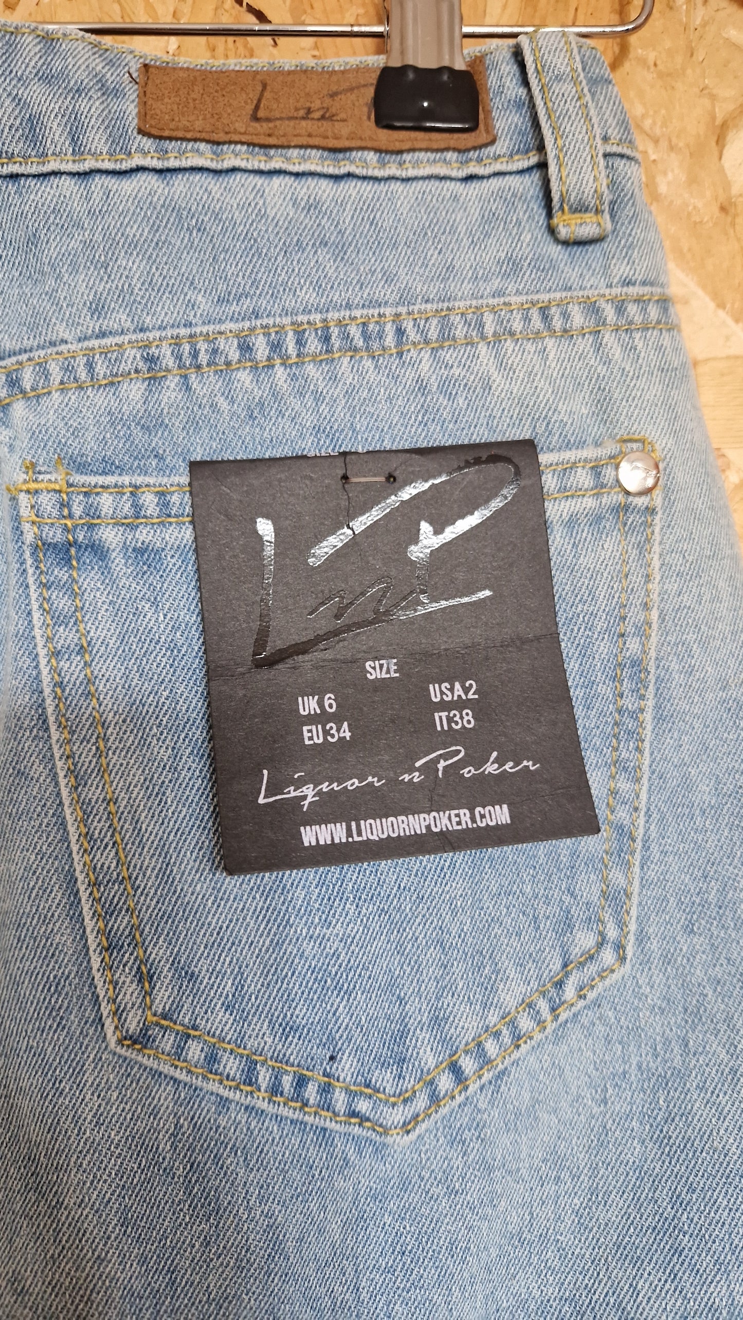Brand New Liquor n Poker Bleached Denim Mini Skirt Size 6