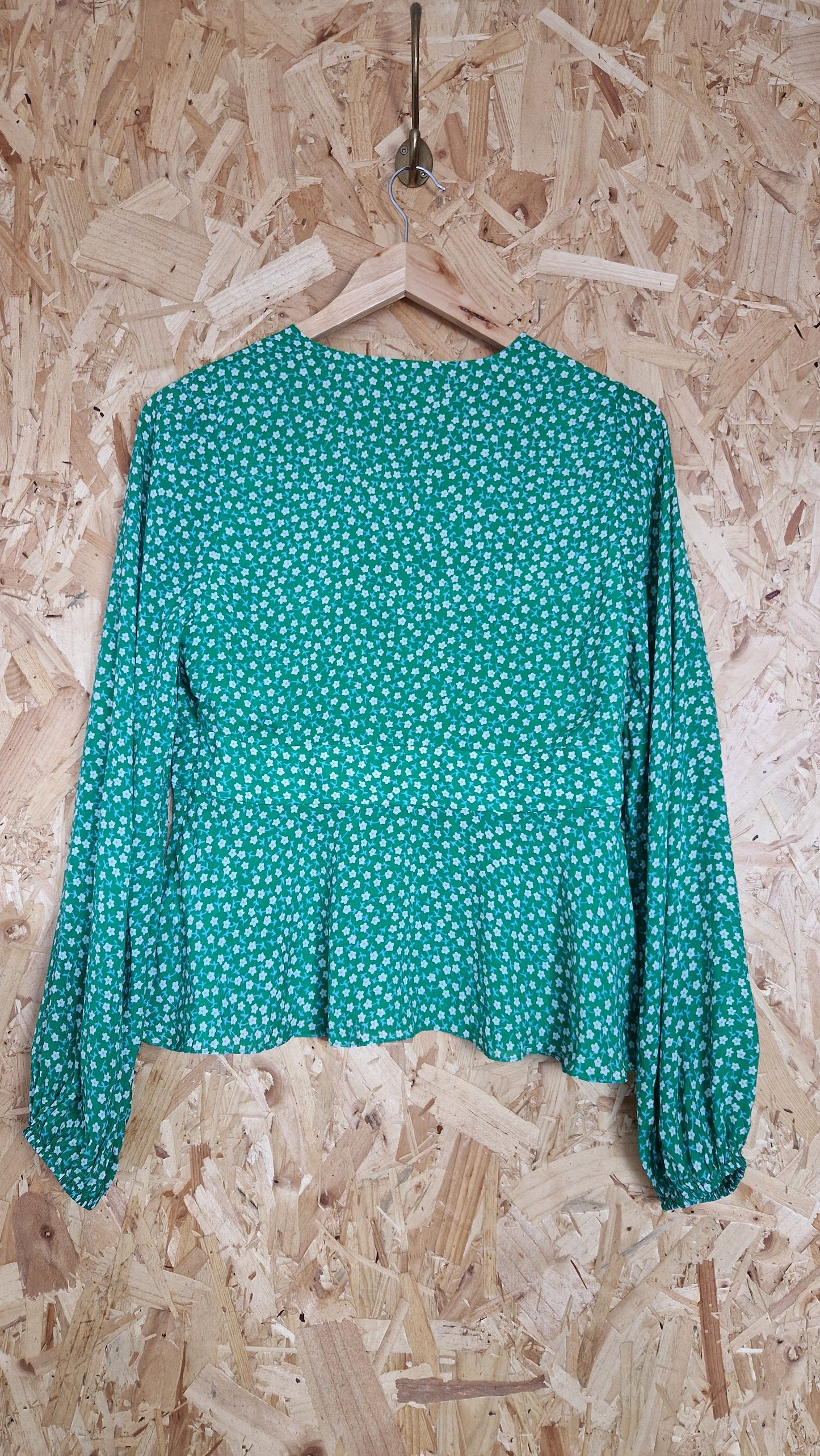 Preloved Rixo Silk Mix Floral Blouse with Peplum Hem Size Medium
