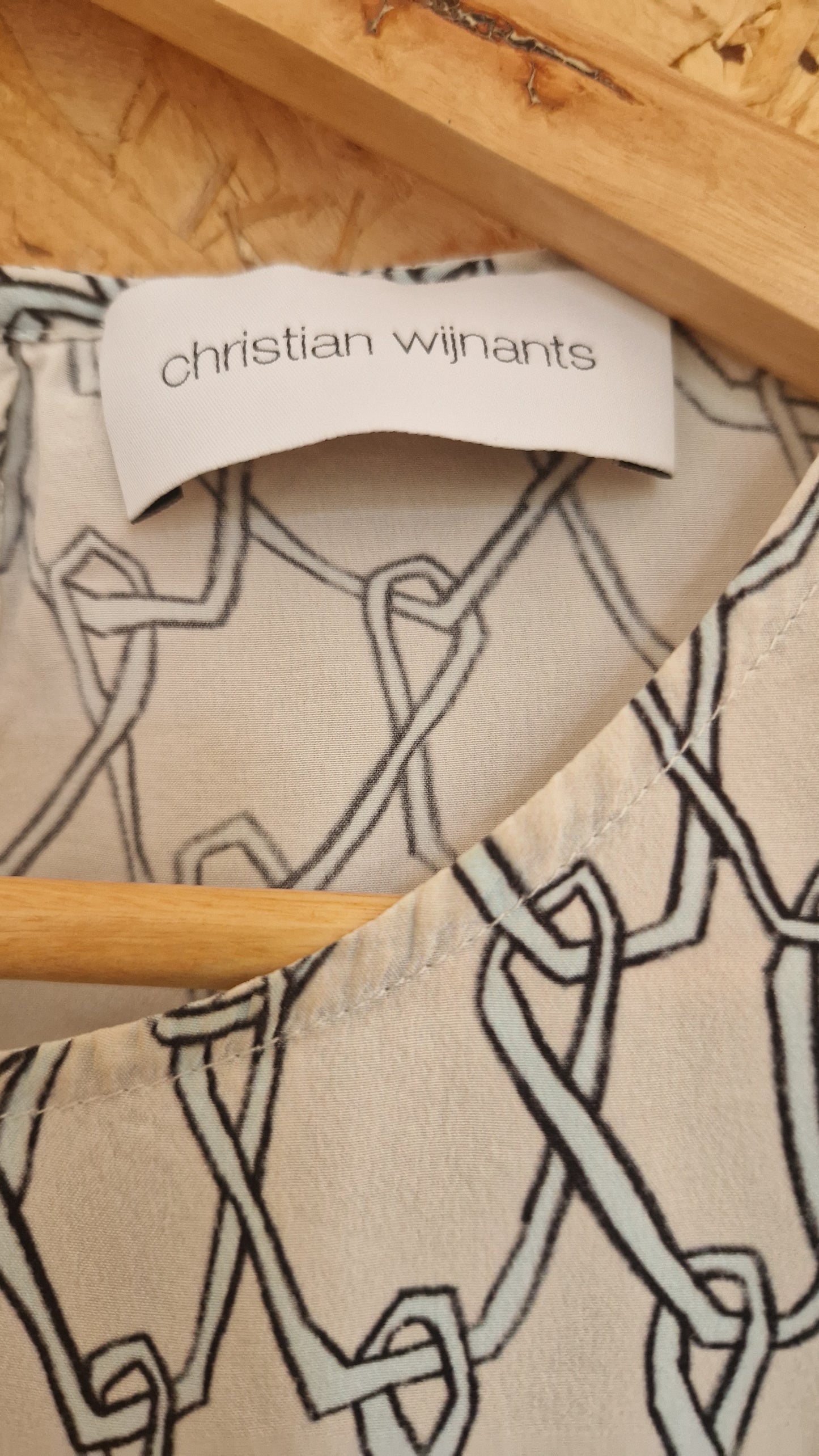 Preloved Christian Wijnants Silk Printed Short Sleeve Top Size 40 UK Size 12