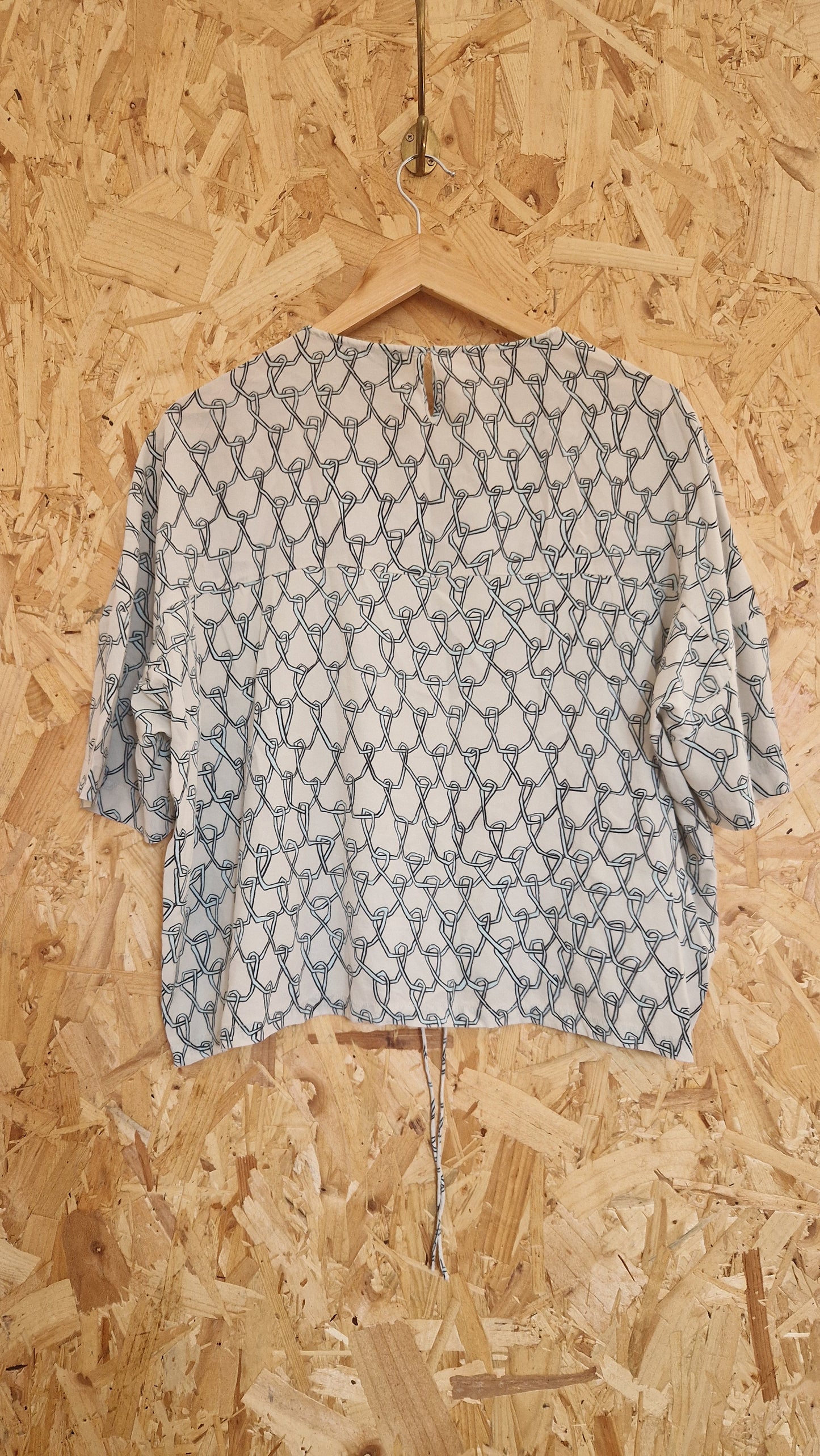 Preloved Christian Wijnants Silk Printed Short Sleeve Top Size 40 UK Size 12