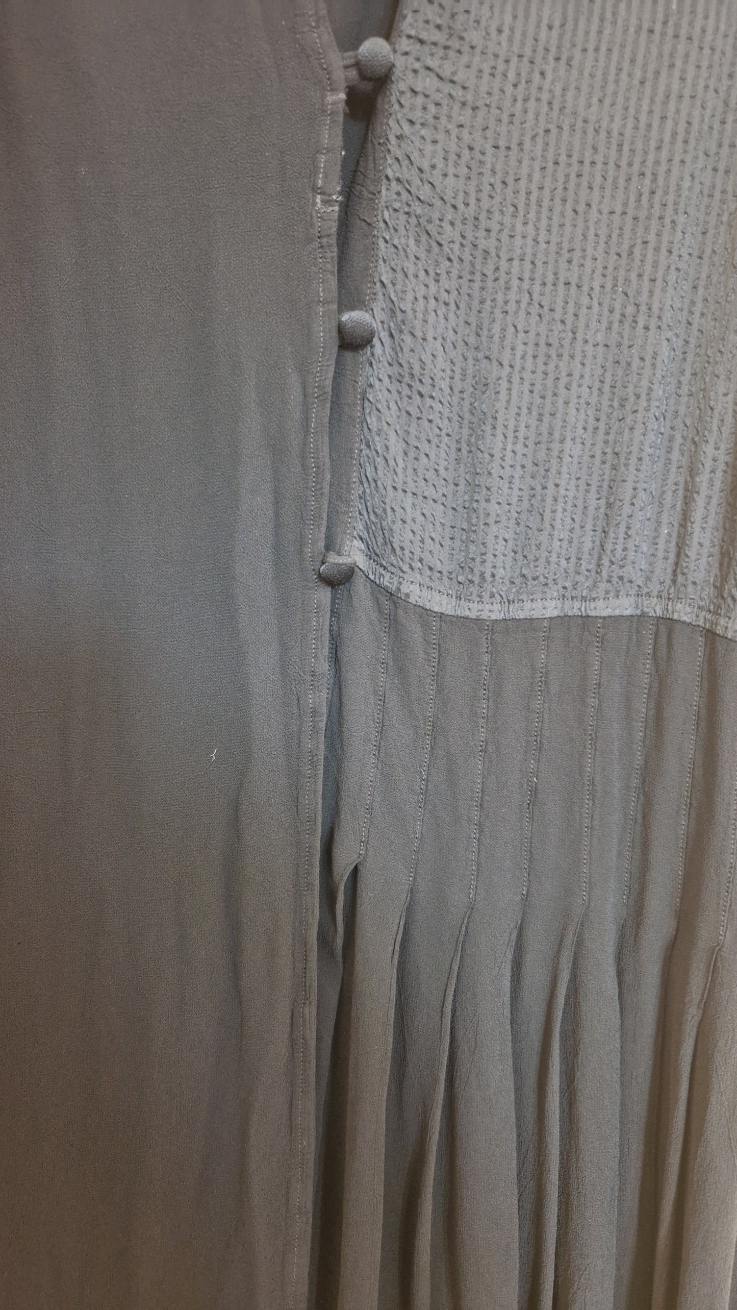 Preloved Ghost Mixed Fabric Button Front Dress with Pleated Skirt Size 12