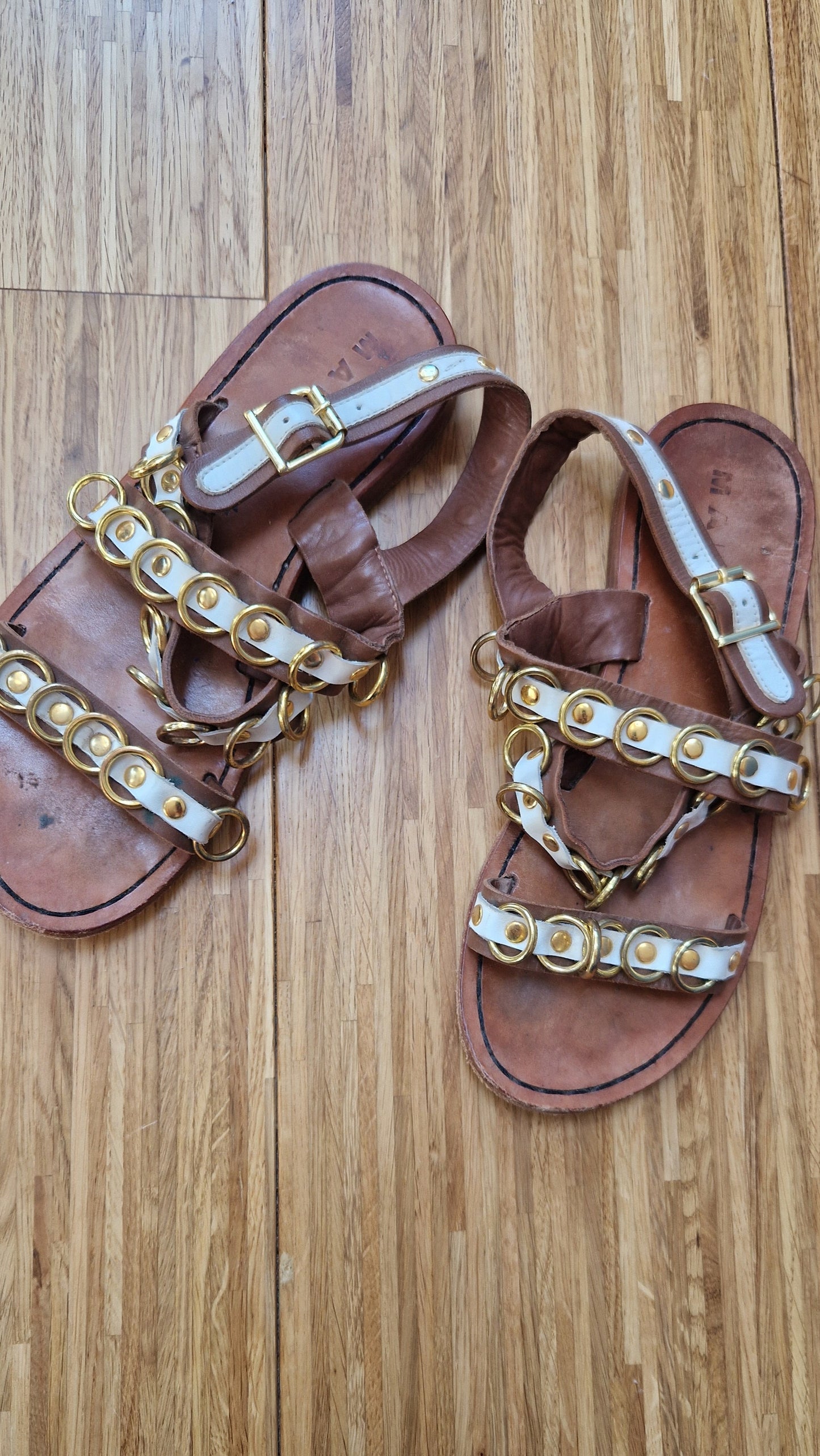 Preloved Marni Leather Strappy & Metal Detail Sandals Size 37