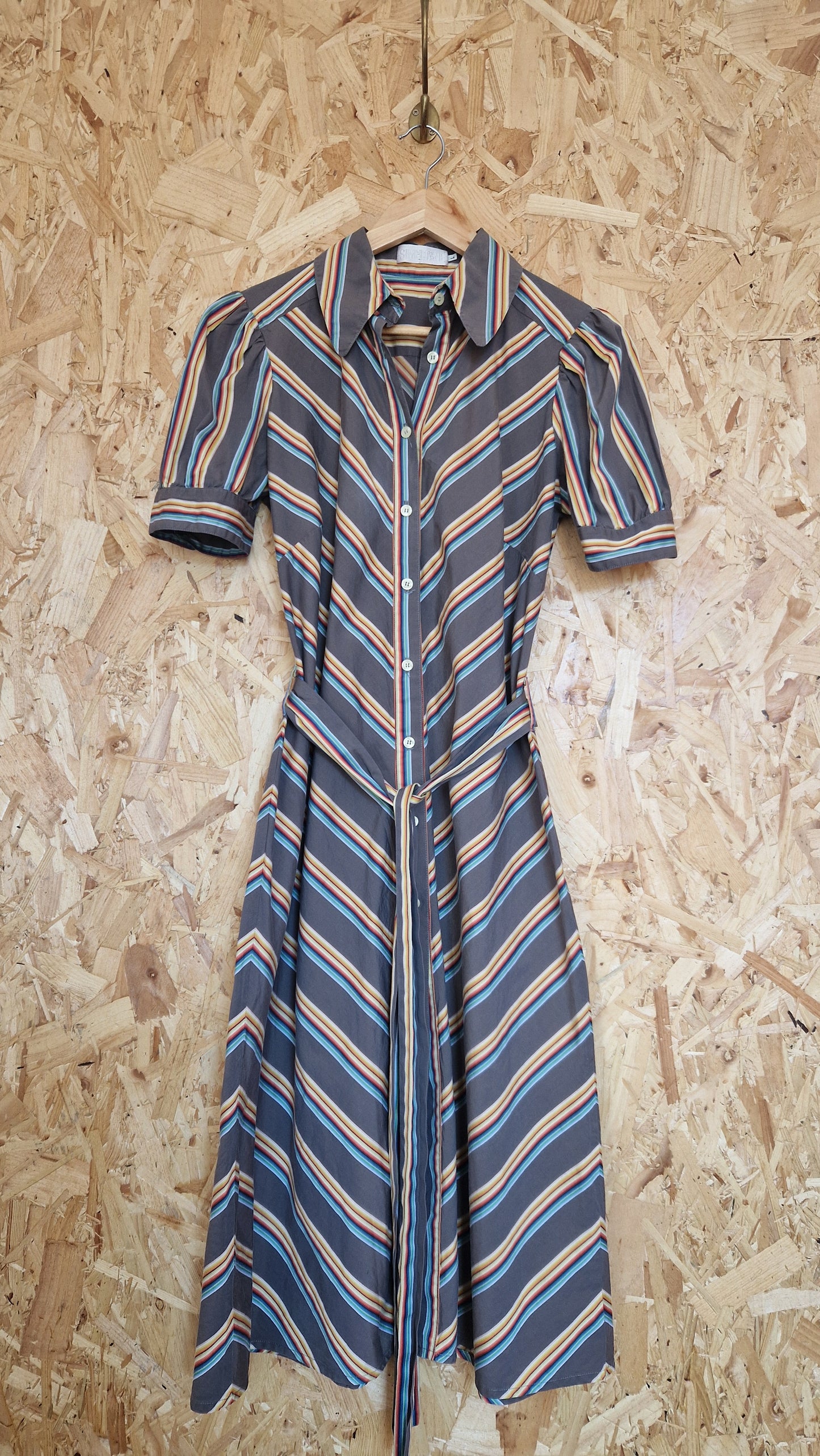 Preloved Simultane Short Puff Sleeve Button Through Shirtdress Size Large