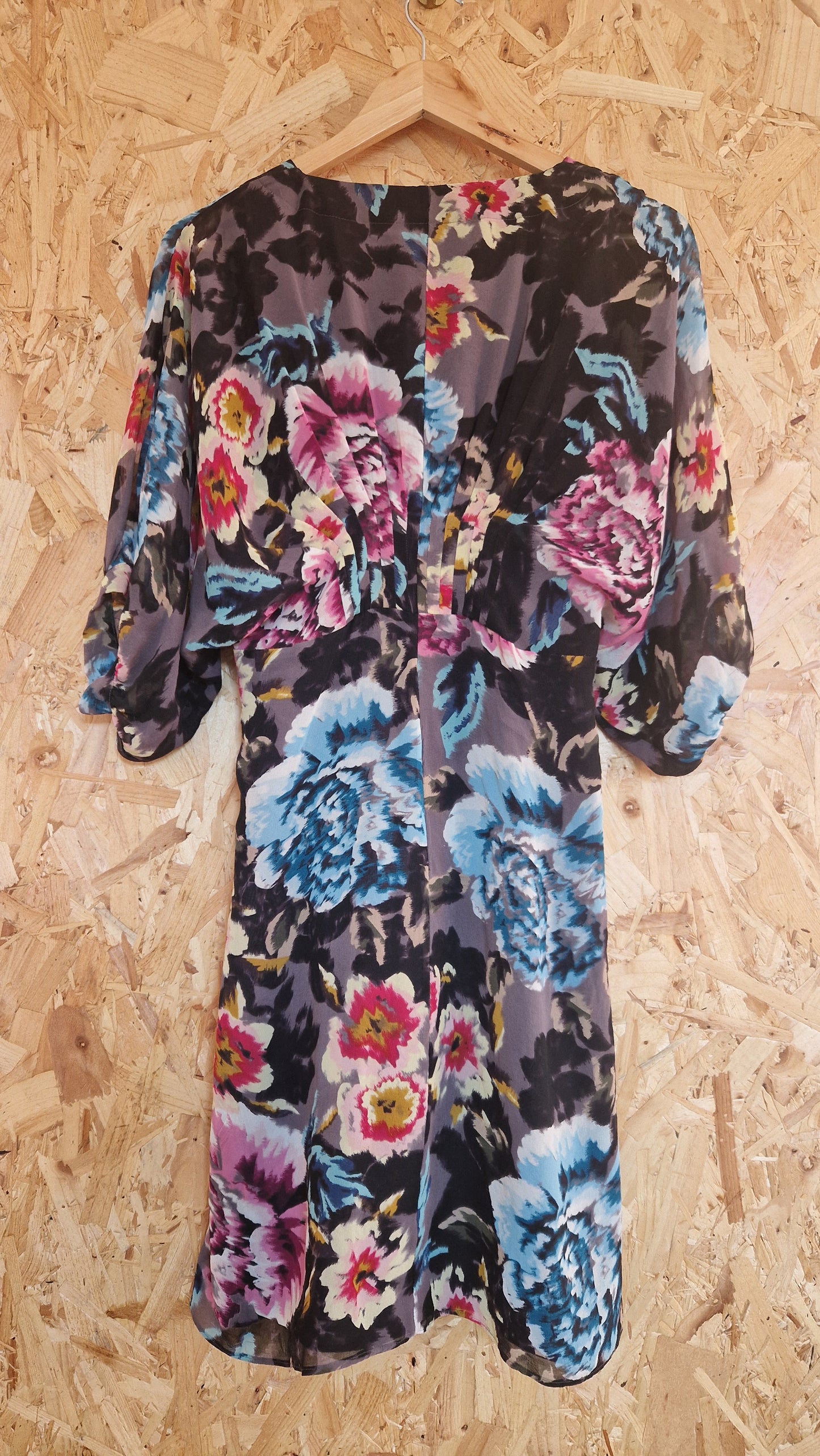 Preloved Ted Baker Short Sleeve Silk Printed Button Through Dress Size 3 UK Size 12