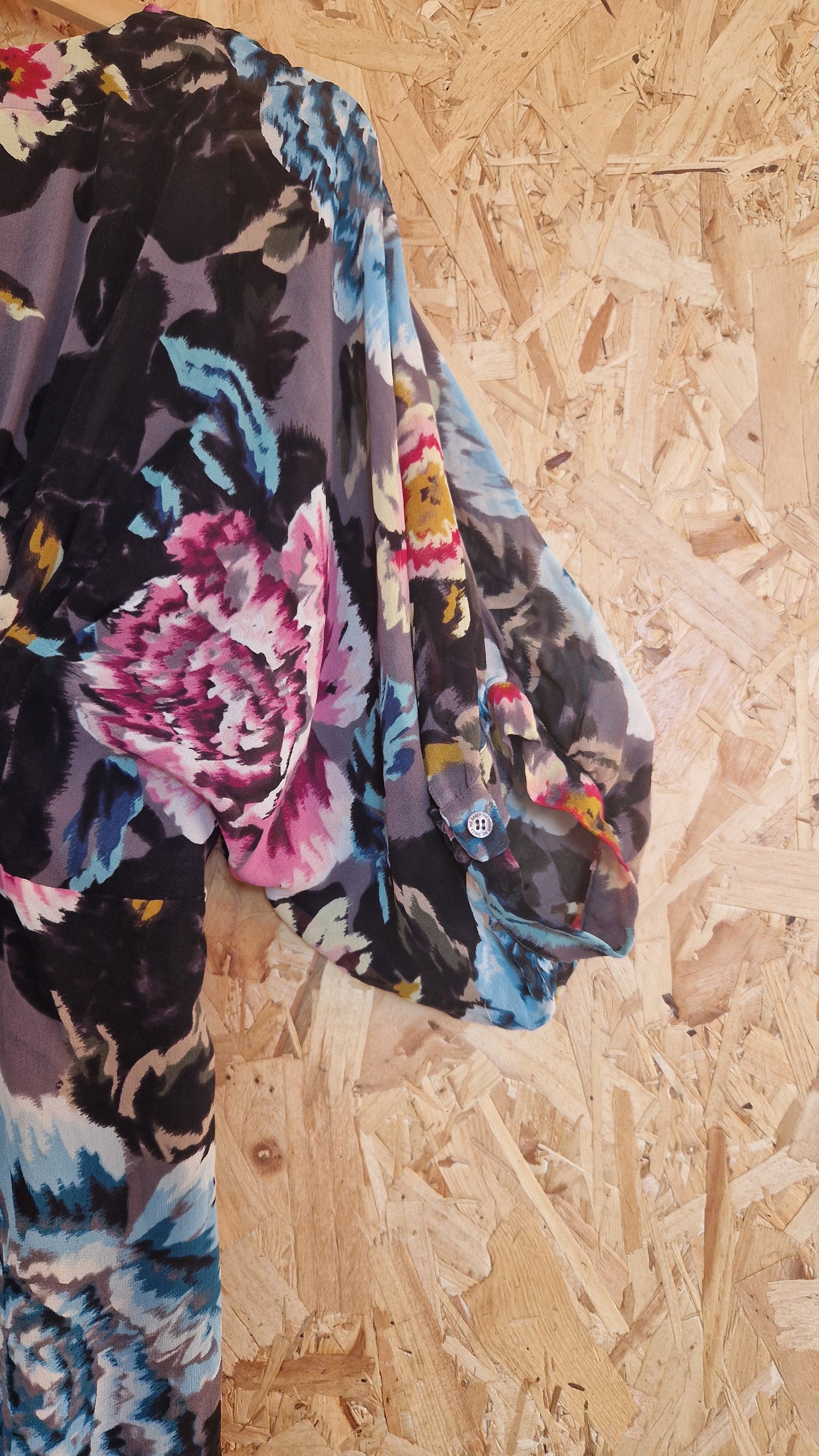Preloved Ted Baker Short Sleeve Silk Printed Button Through Dress Size 3 UK Size 12