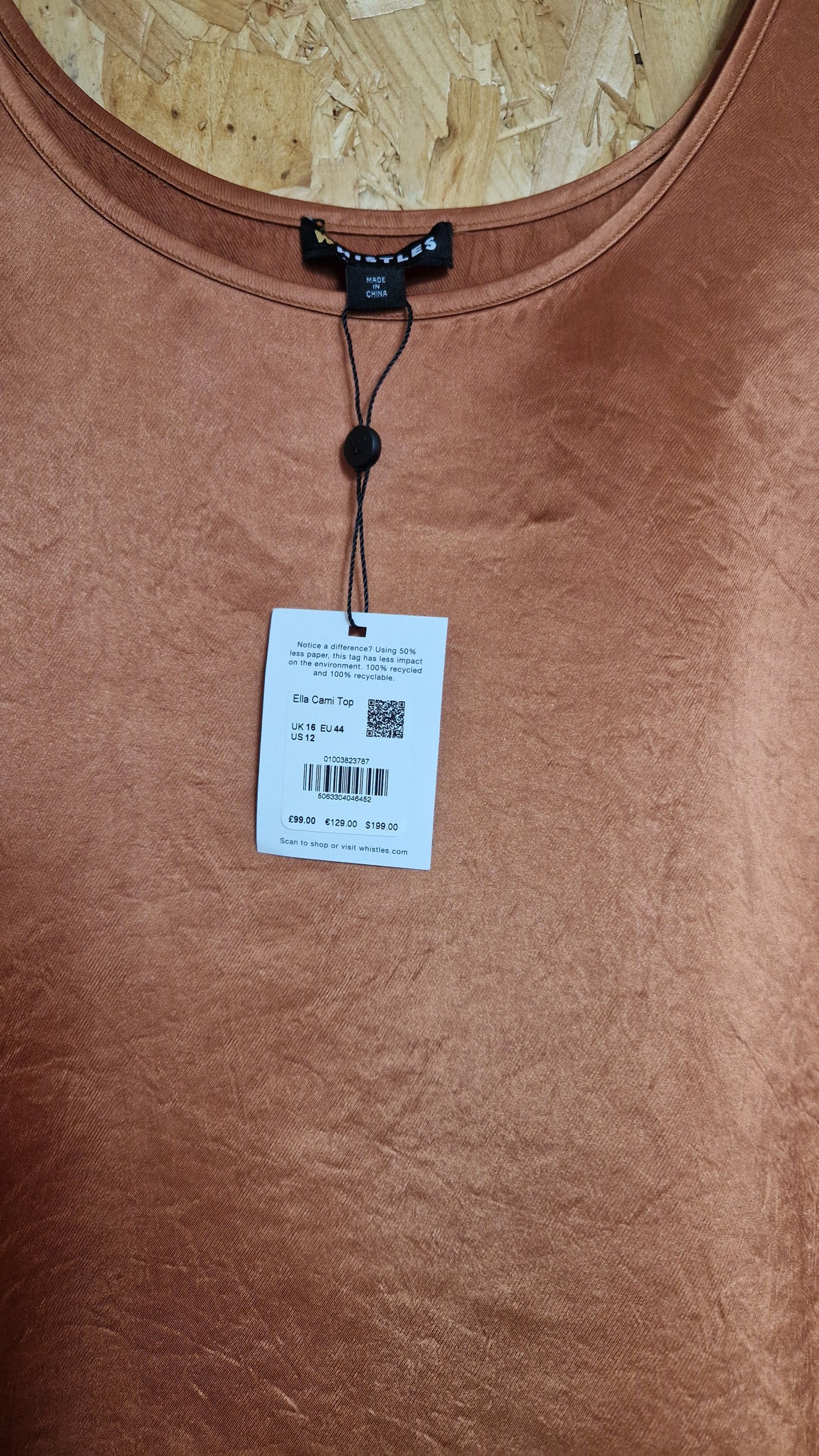Brand New Whistles Satin Vest Top Size 16