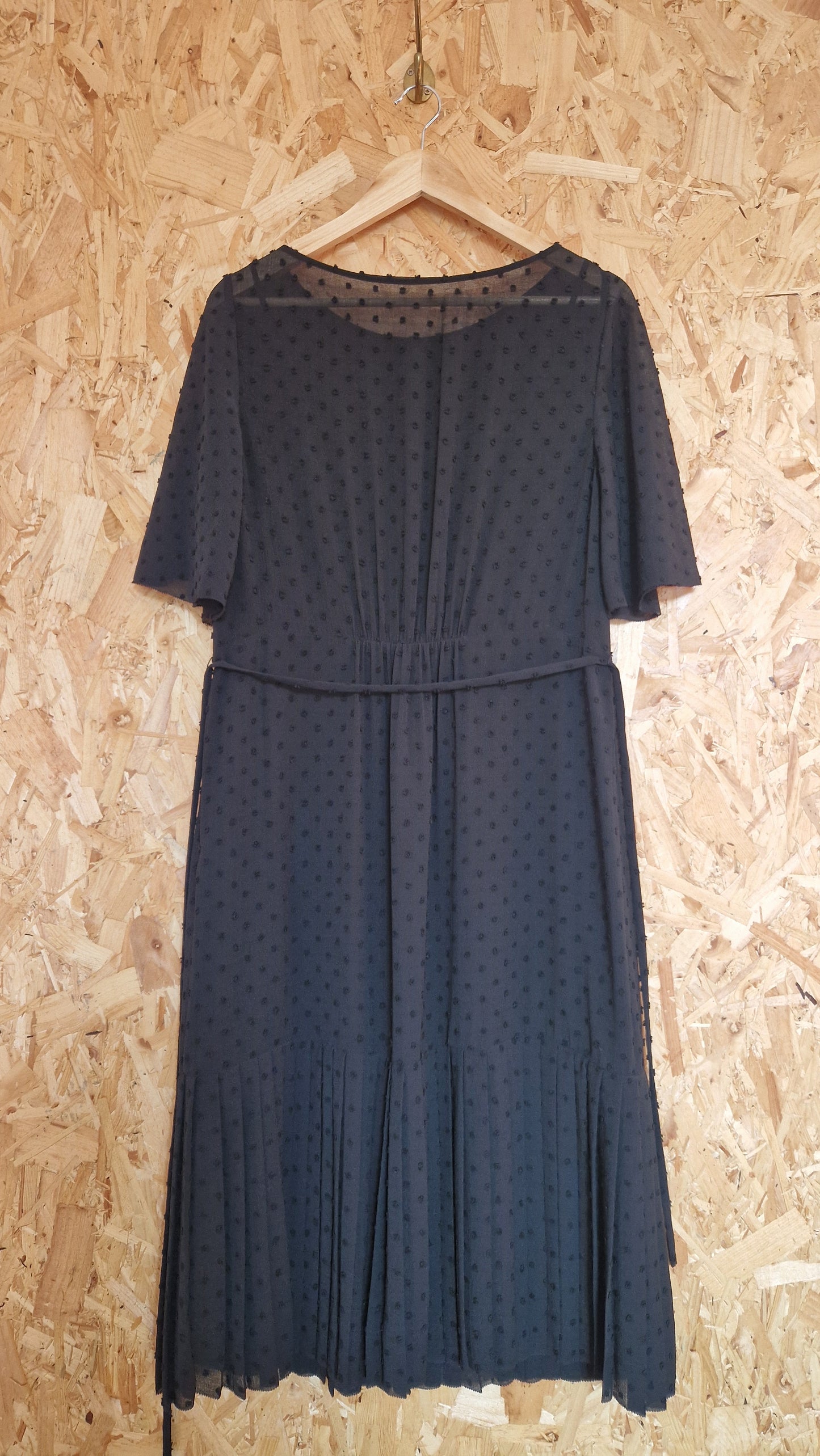Brand New LK Bennett Flutter Sleeve Chiffon Dot Dress with Slip Size 16