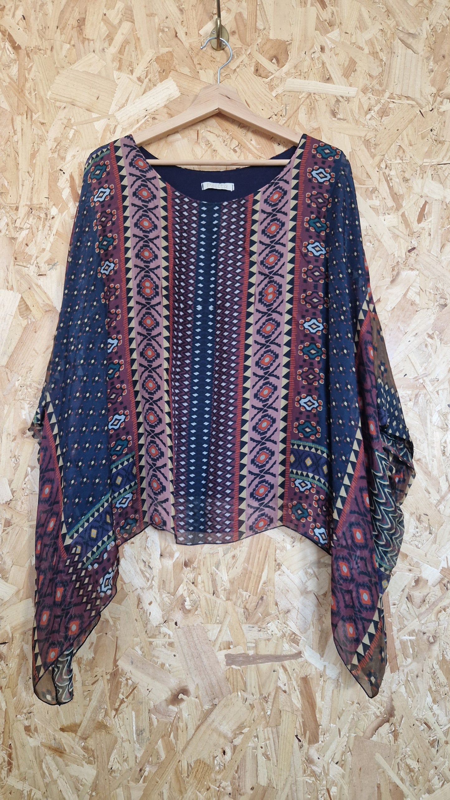 Preloved Polita Silk Mix Top with Jersey Vest Lining One Size