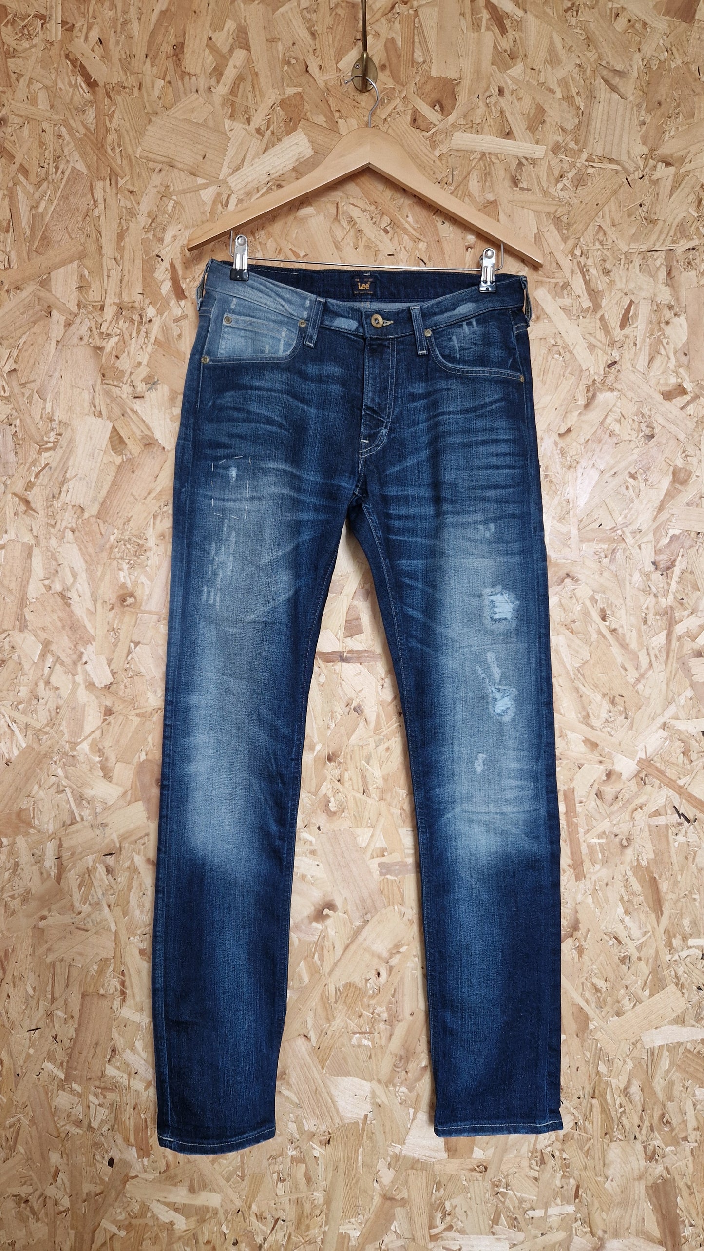Preloved Lee Luke Skinny Slim Jeans with Distressed & Stitch Detail Waist Size 30 Length 32